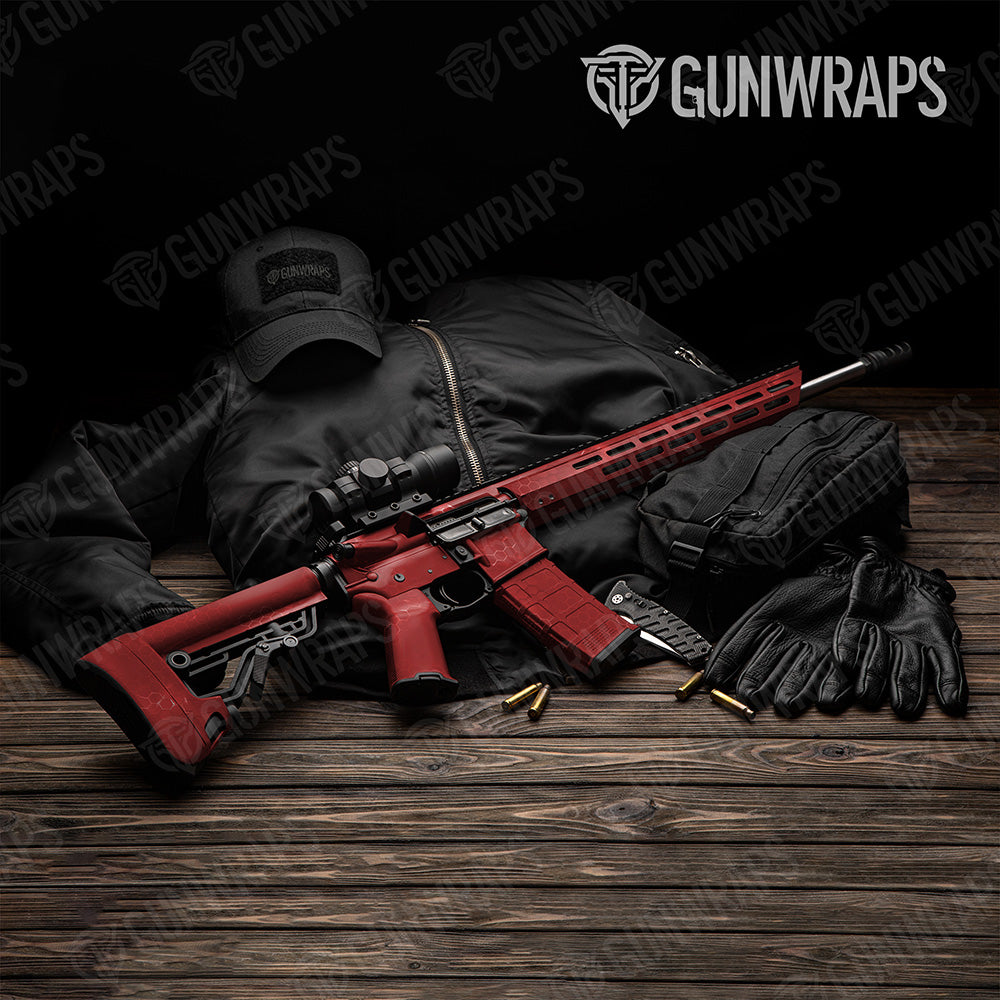 AR 15 Hex Electric Red Gun Skin Vinyl Wrap