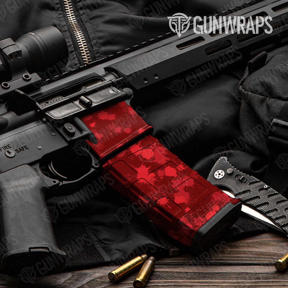 AR 15 Mag & Mag Well Paintball Elite Red Gun Skin Vinyl Wrap