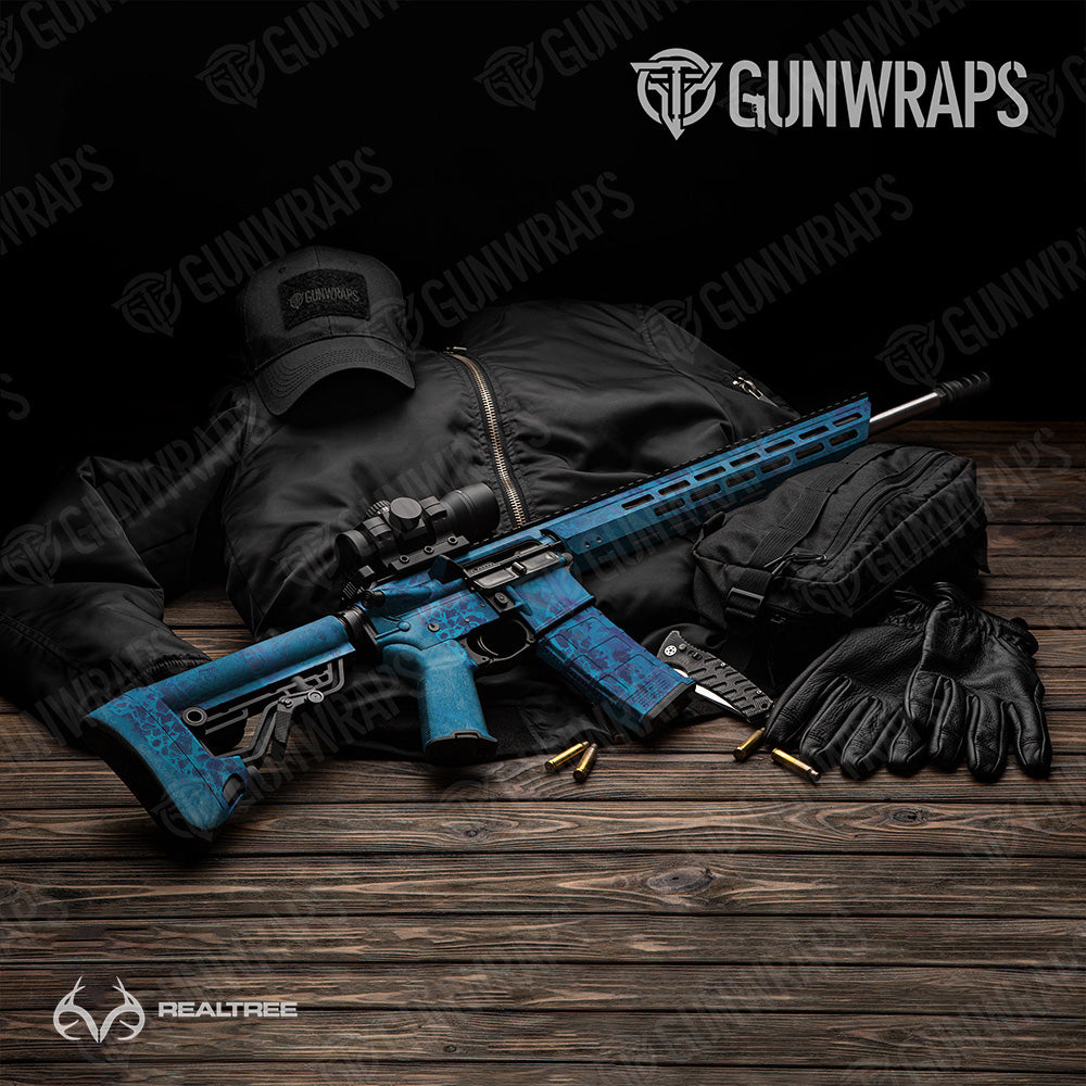 AR 15 Realtree WAV3 Standard Blue Camo Gun Skin Vinyl Wrap