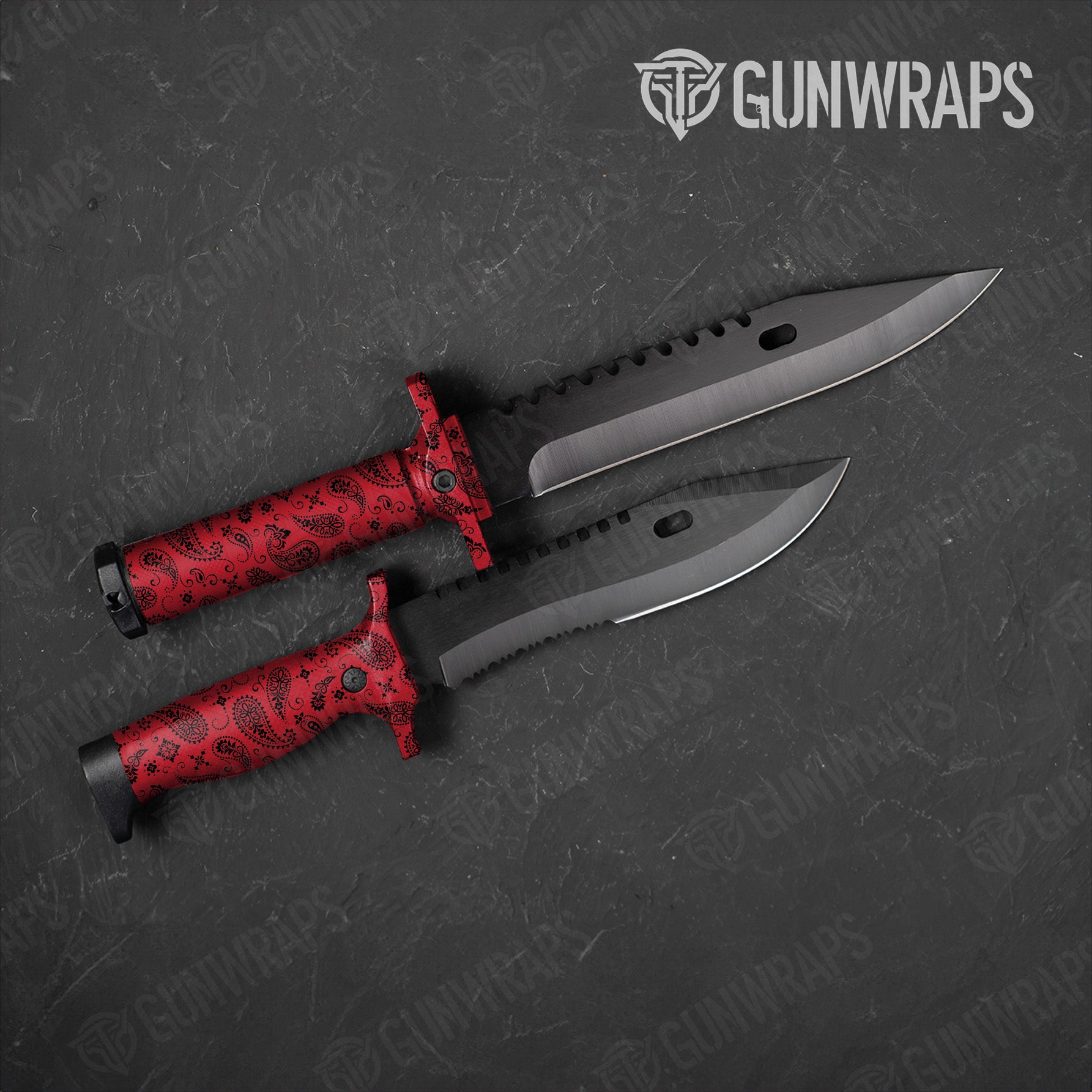 Knife Bandana Red & Black Gear Skin Vinyl Wrap