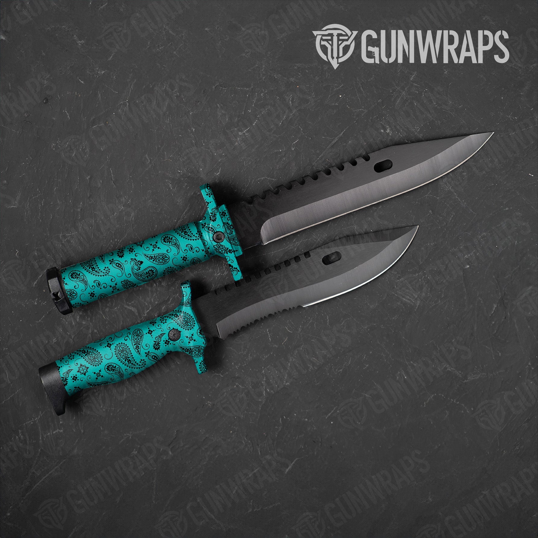 Knife Bandana Tiffany Blue & Black Gear Skin Vinyl Wrap