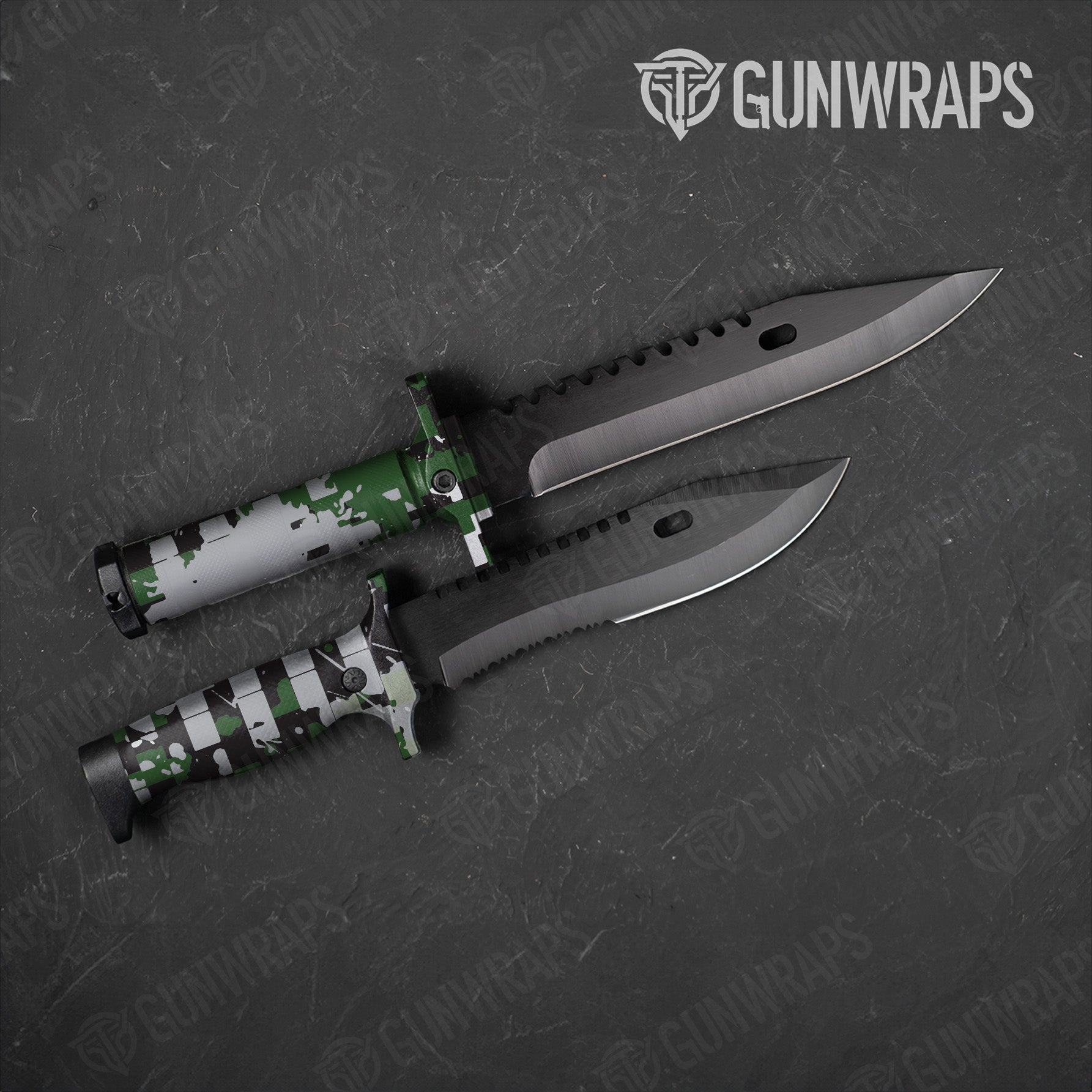 Broken Plaid Green Camo Knife Gear Skin Vinyl Wrap