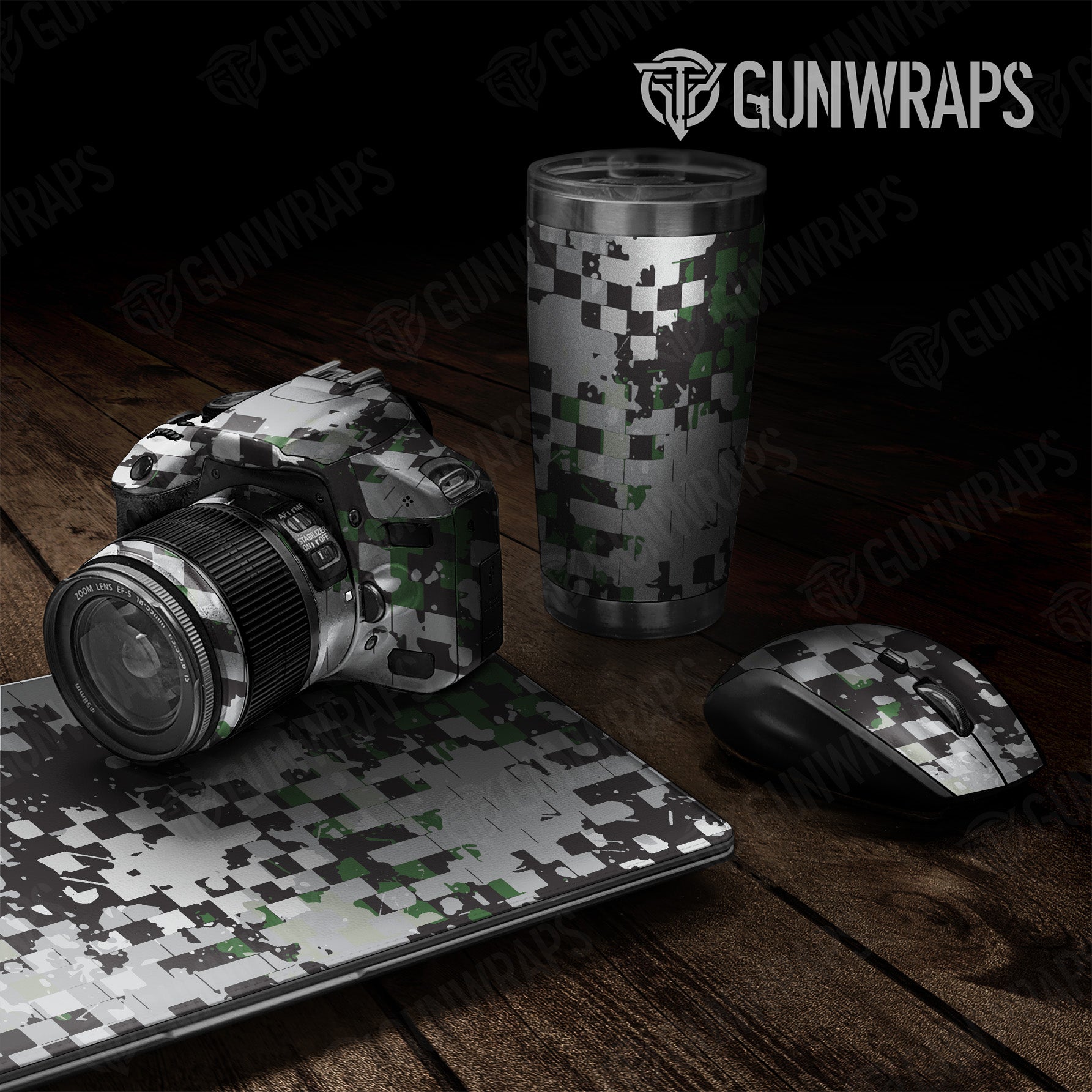 Broken Plaid Green Camo Universal Sheet 