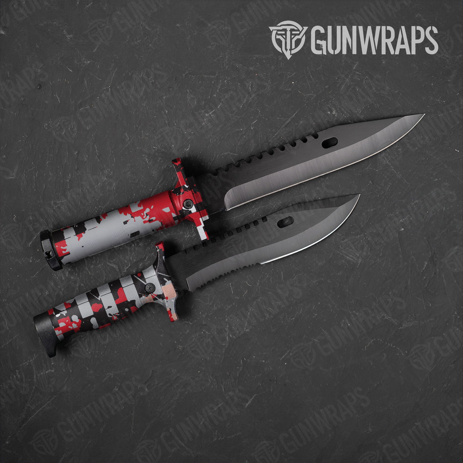 Broken Plaid Red Camo Knife Gear Skin Vinyl Wrap