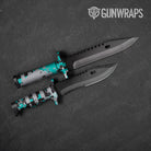 Broken Plaid Tiffany Blue Camo Knife Gear Skin Vinyl Wrap