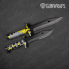 Broken Plaid Yellow Camo Knife Gear Skin Vinyl Wrap