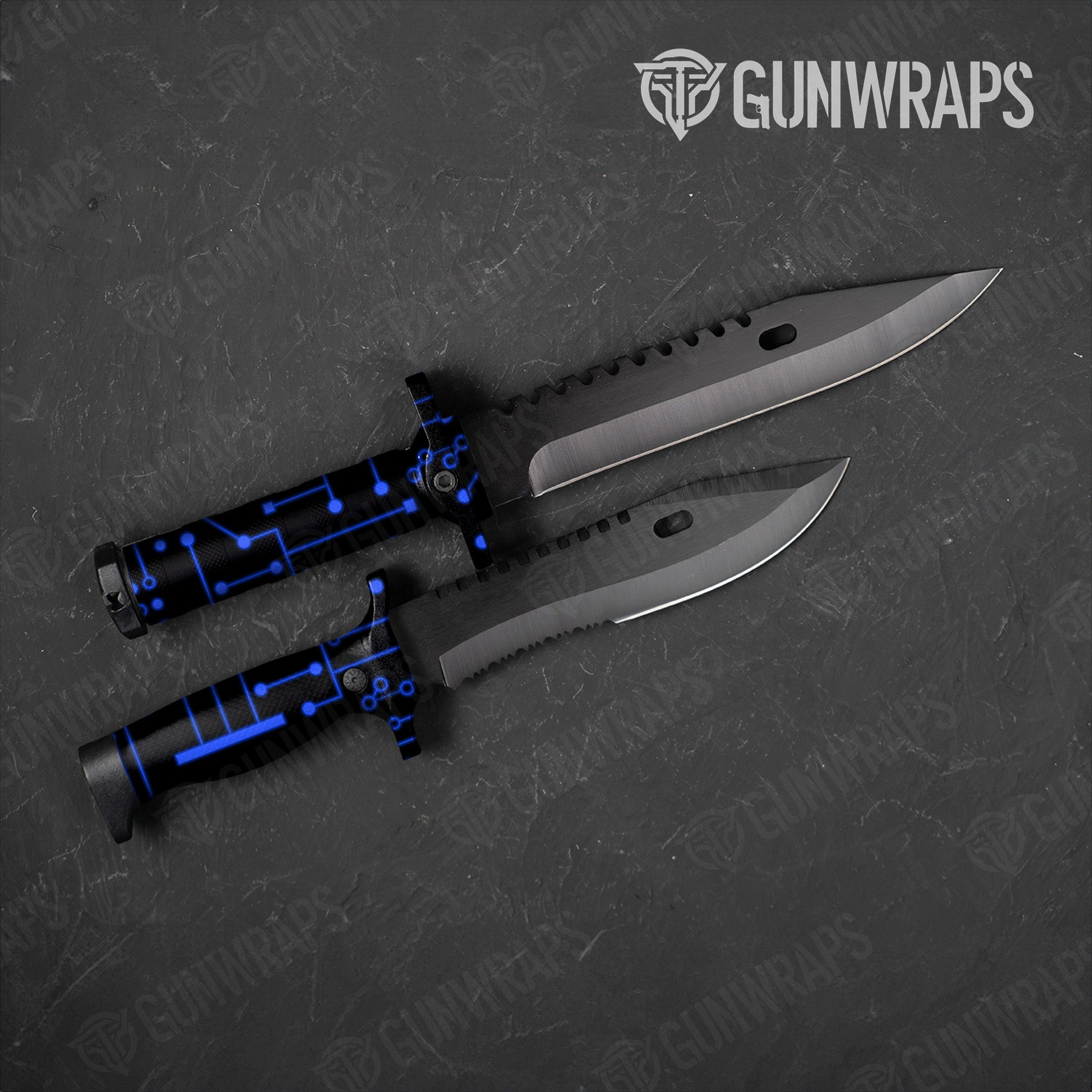 Circuit Board Blue Knife Gear Skin Vinyl Wrap