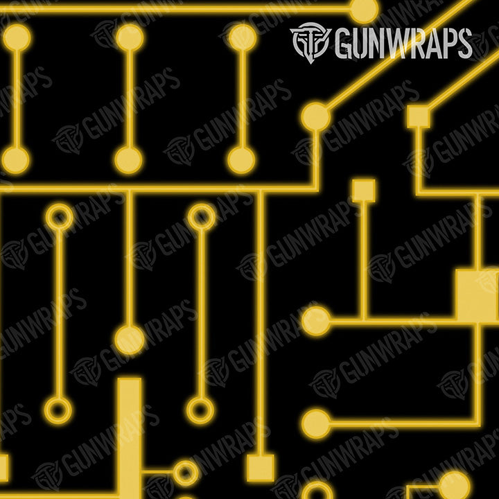 AR 15 Mag Well Circuit Board Yellow Gun Skin Pattern