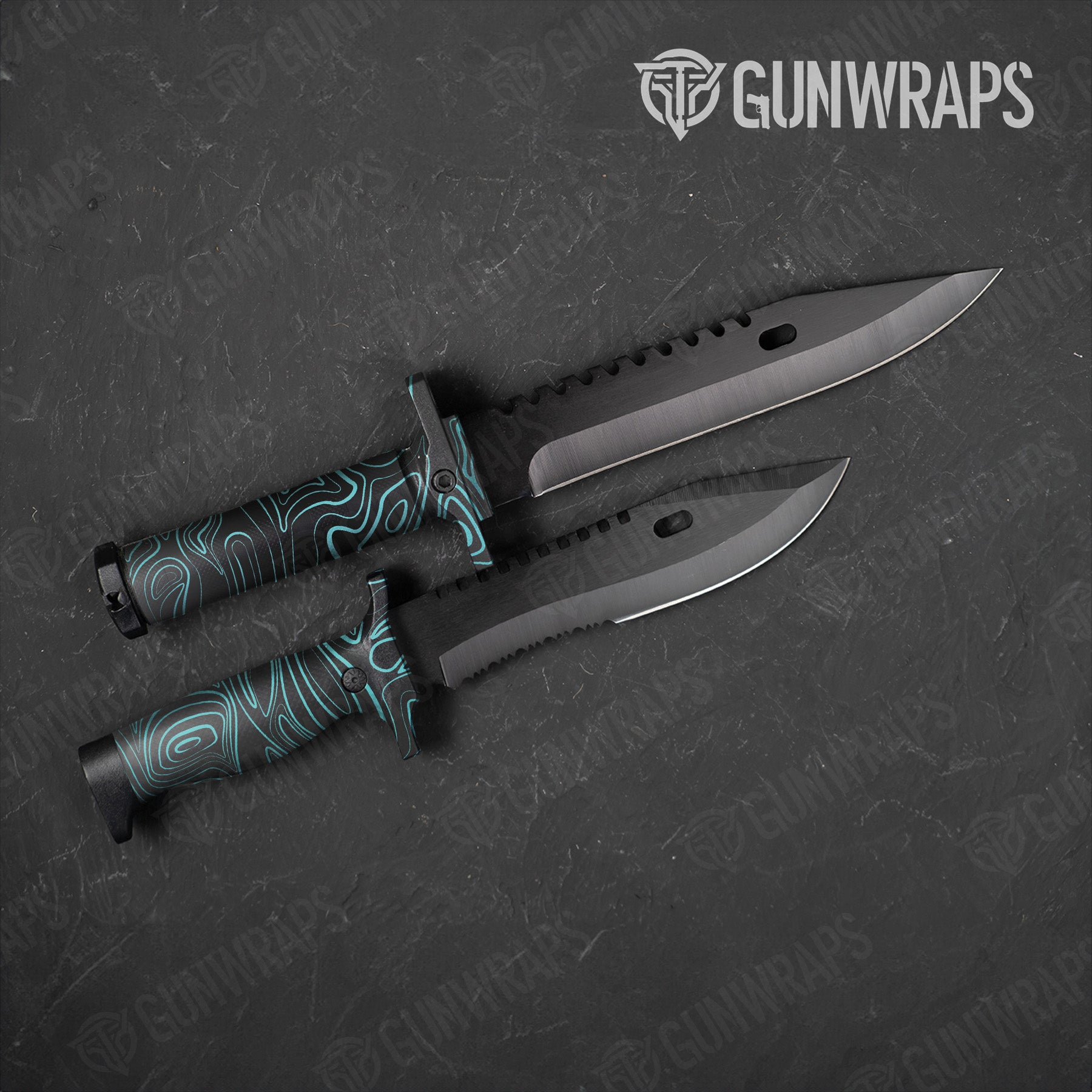 Damascus Tiffany Blue Knife Gear Skin Vinyl Wrap