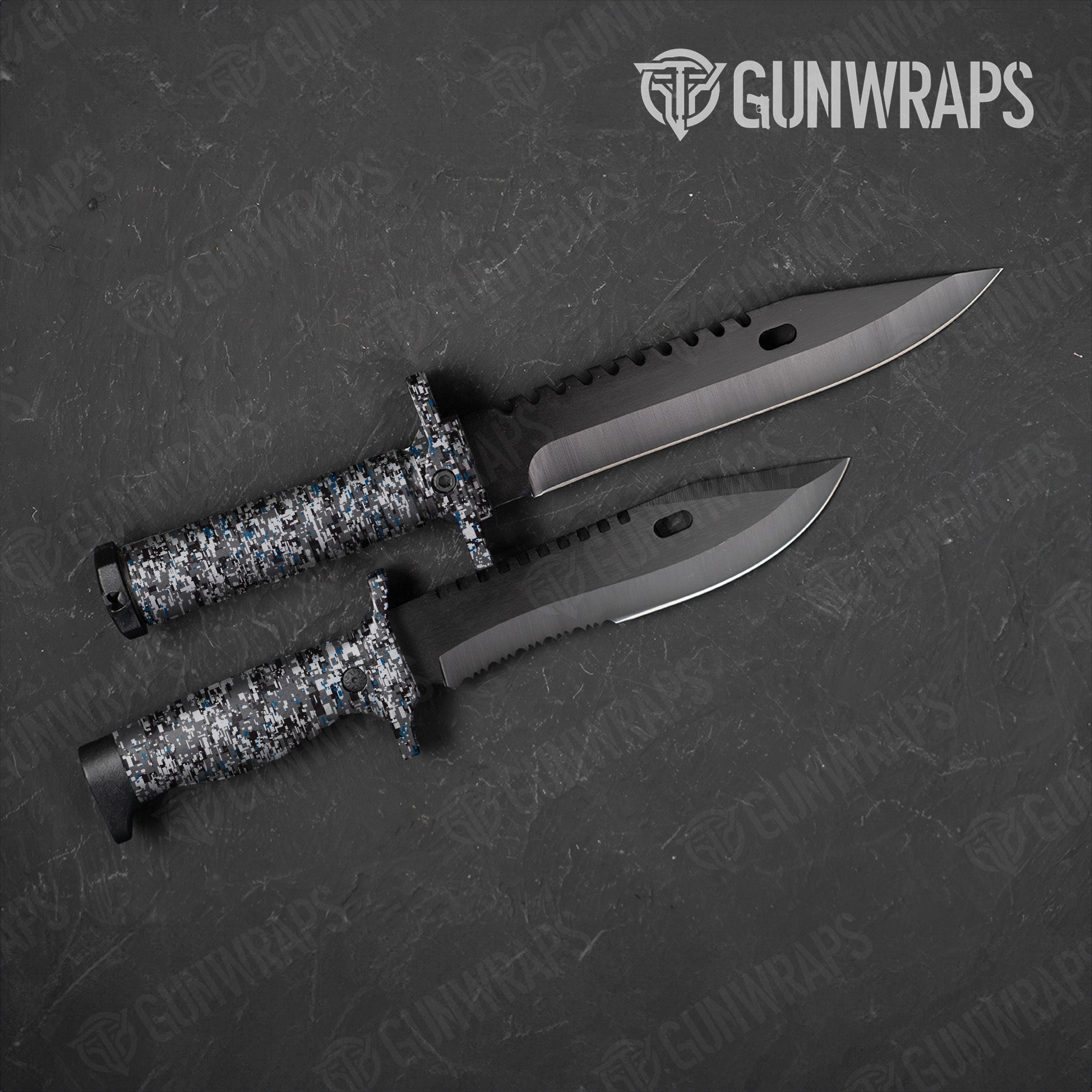 Digital Urban Blue Camo Knife Gear Skin Vinyl Wrap