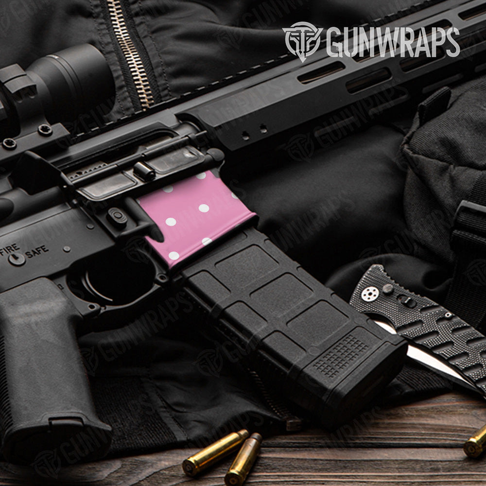 AR 15 Mag Well Dotted Pink Gun Skin Pattern