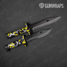 Erratic Yellow Tiger Camo Knife Gear Skin Vinyl Wrap