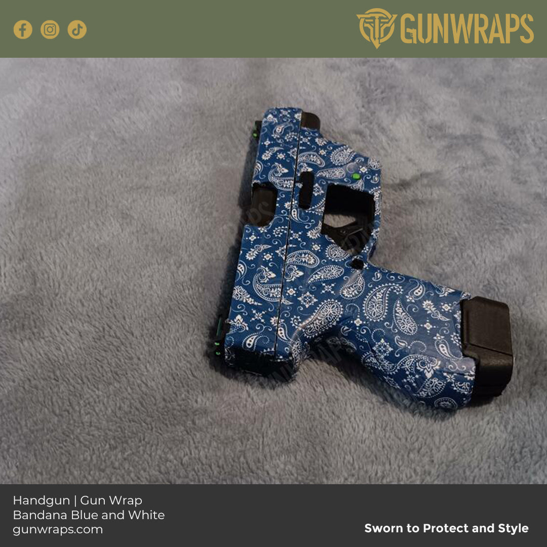 pistol bandana blue white gun skin