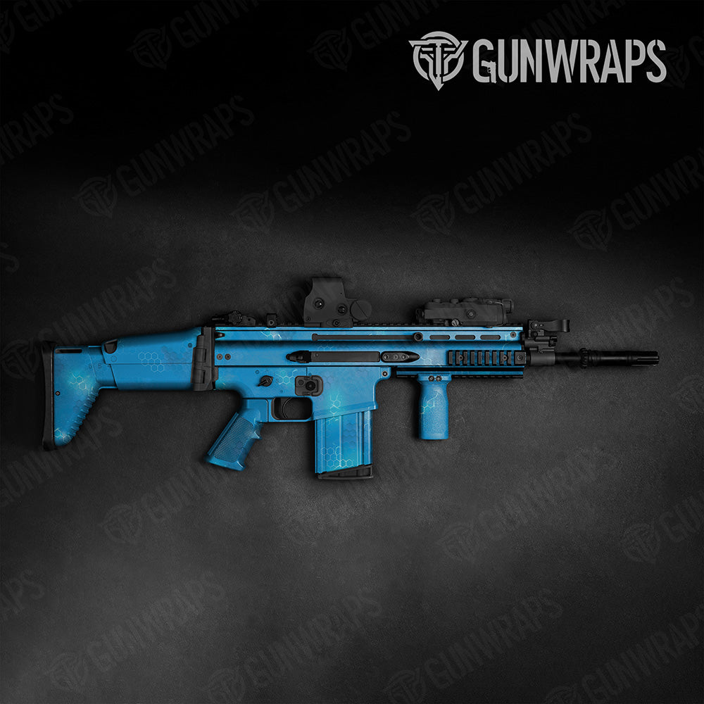 Tactical Hex Electric Blue Gun Skin Vinyl Wrap