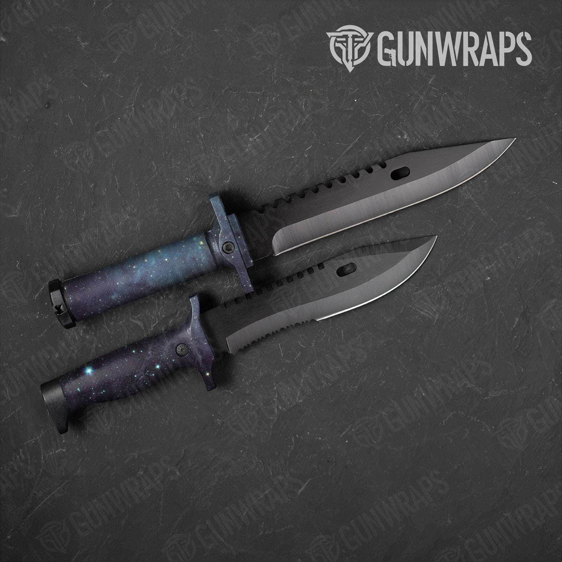 Galaxy Blue Nebula Knife Gear Skin Vinyl Wrap