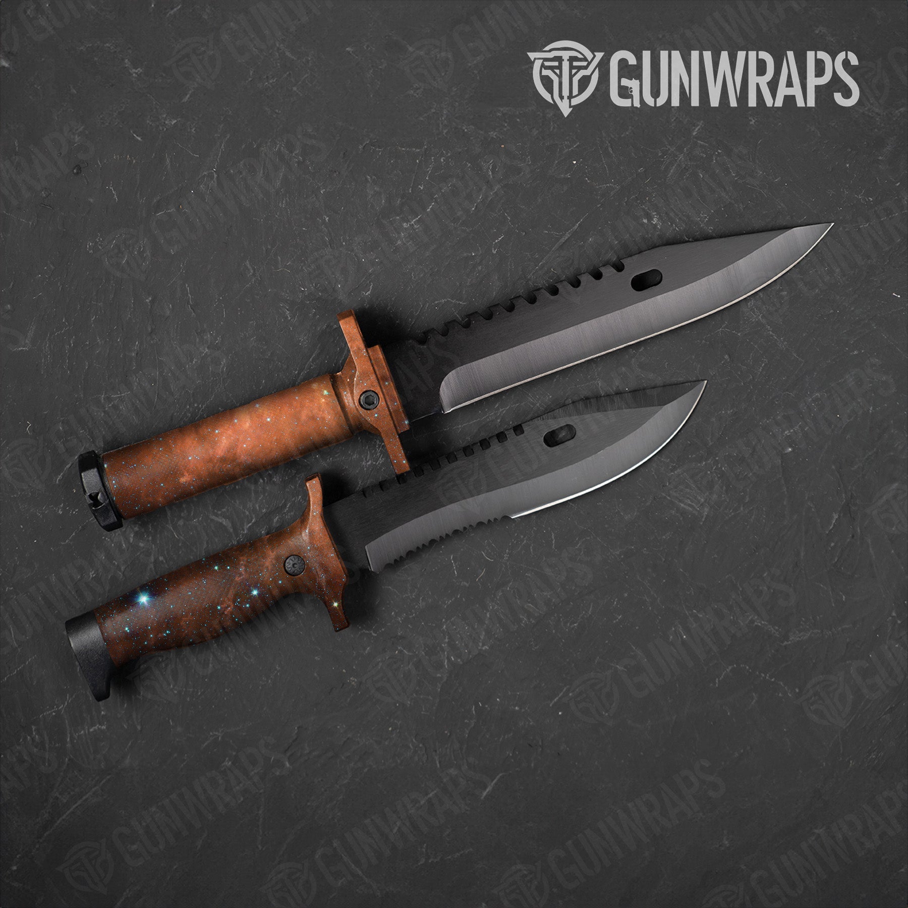 Galaxy Orange Nebula Knife Gear Skin Vinyl Wrap