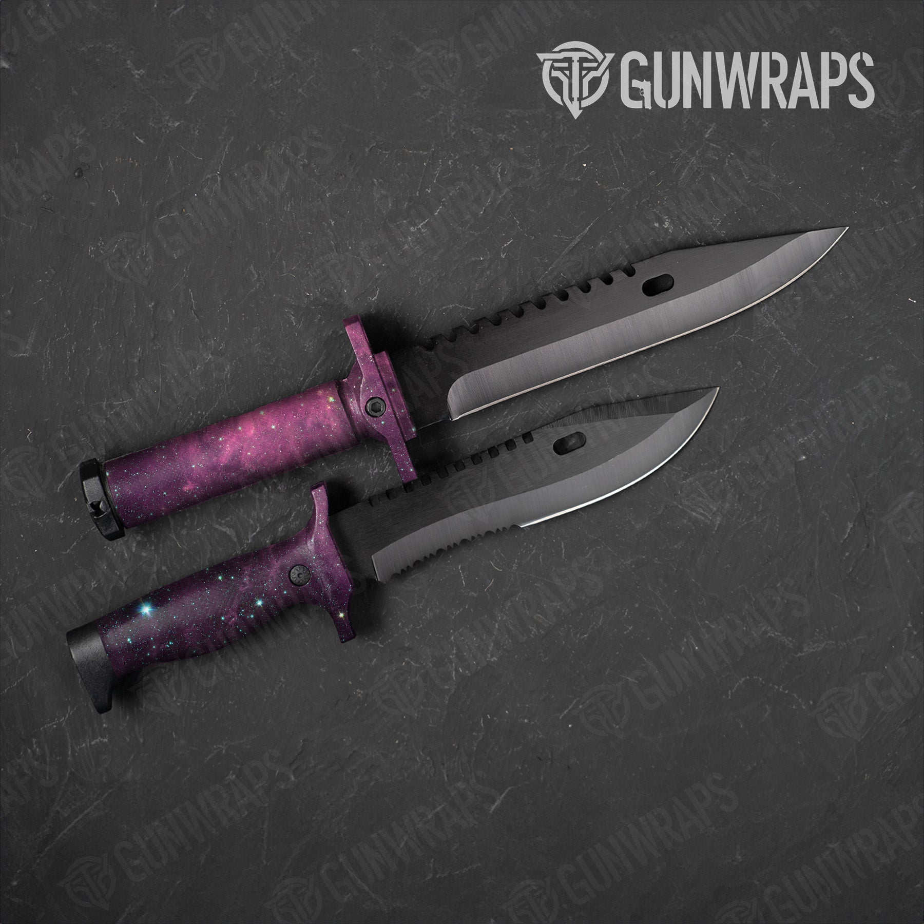 Galaxy Purple Nebula Knife Gear Skin Vinyl Wrap