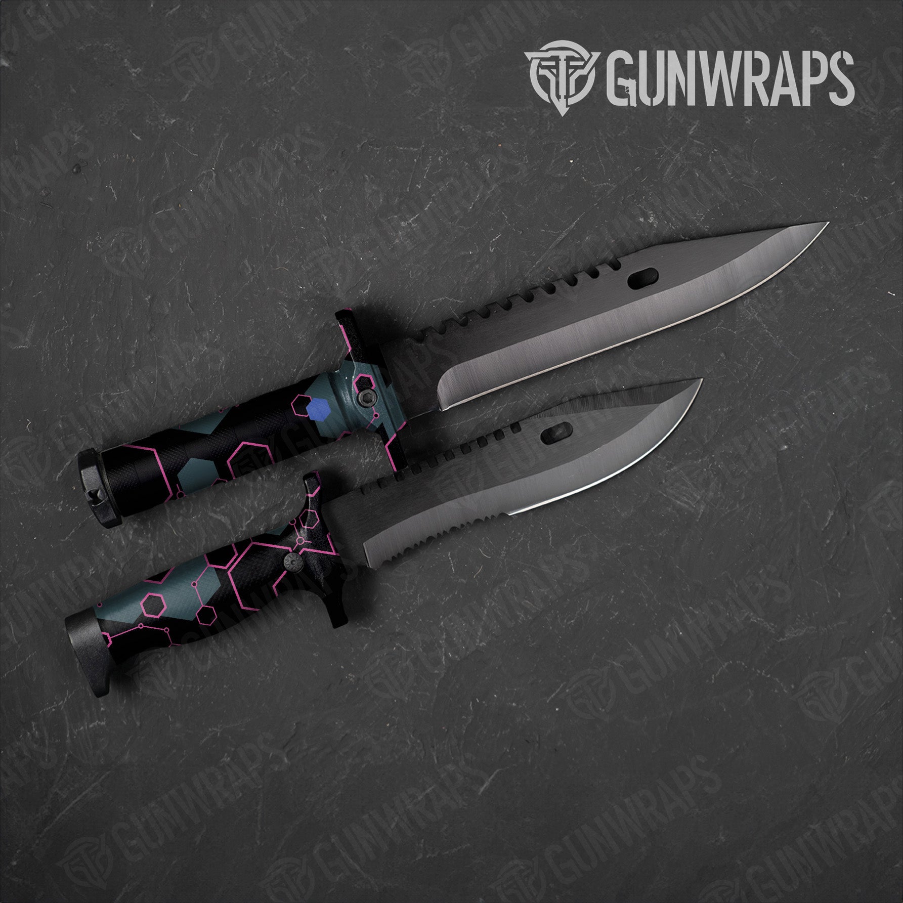 Hex DNA Magenta Frost Knife Gear Skin Vinyl Wrap