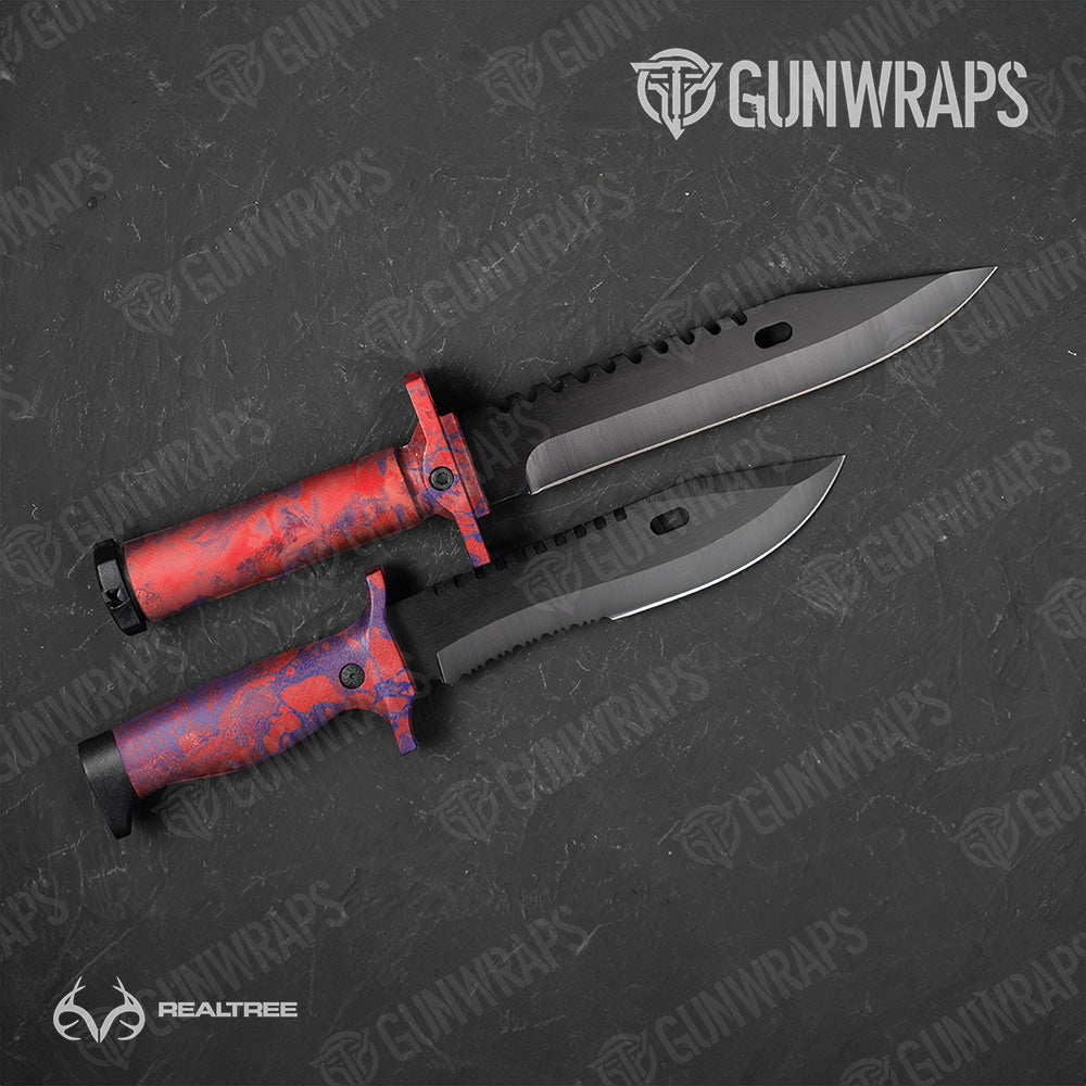 Knife Realtree WAV3 Red Blue Camo Gun Skin Vinyl Wrap