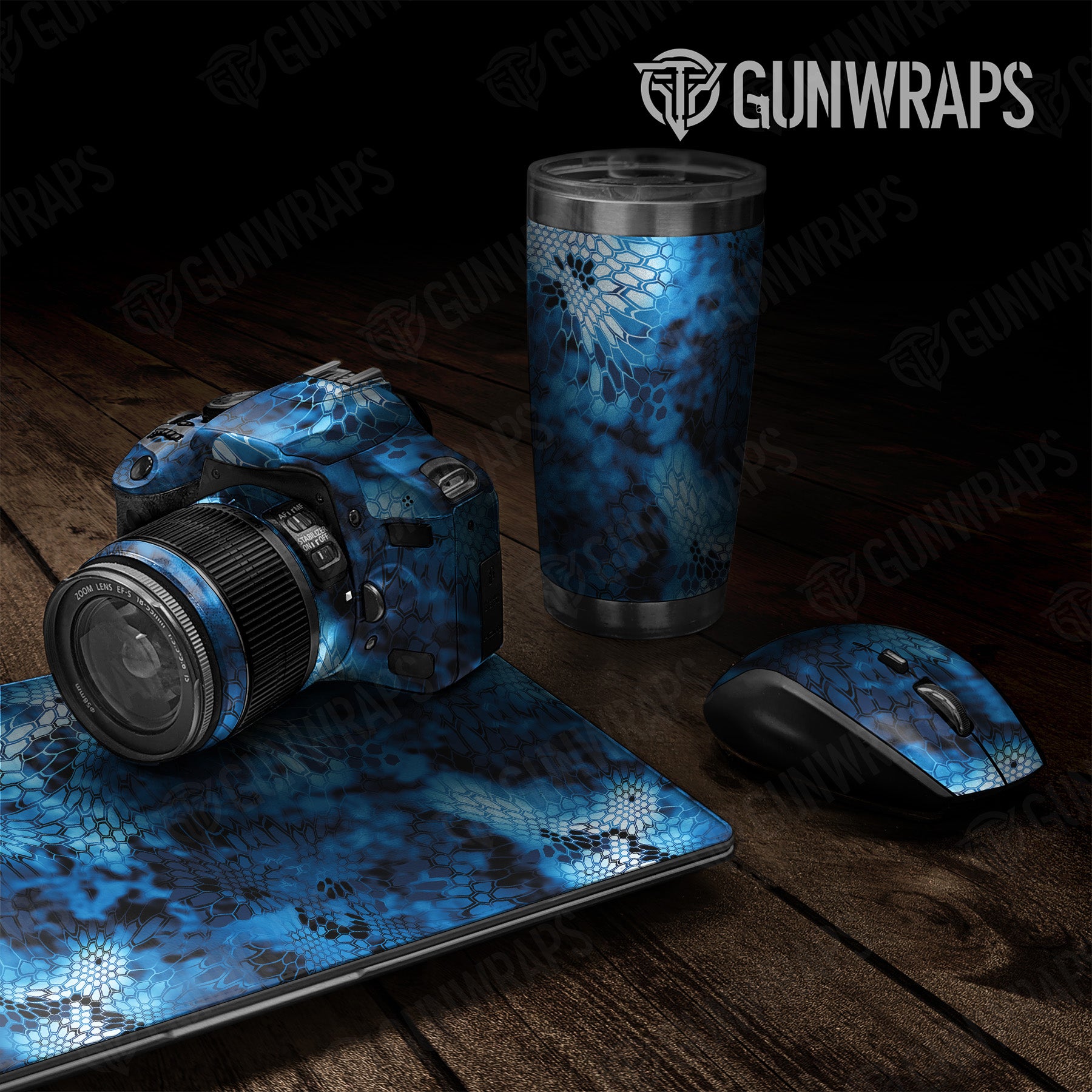 Universal Sheet Kryptek Blue Lightning Camo Gun Skin Pattern