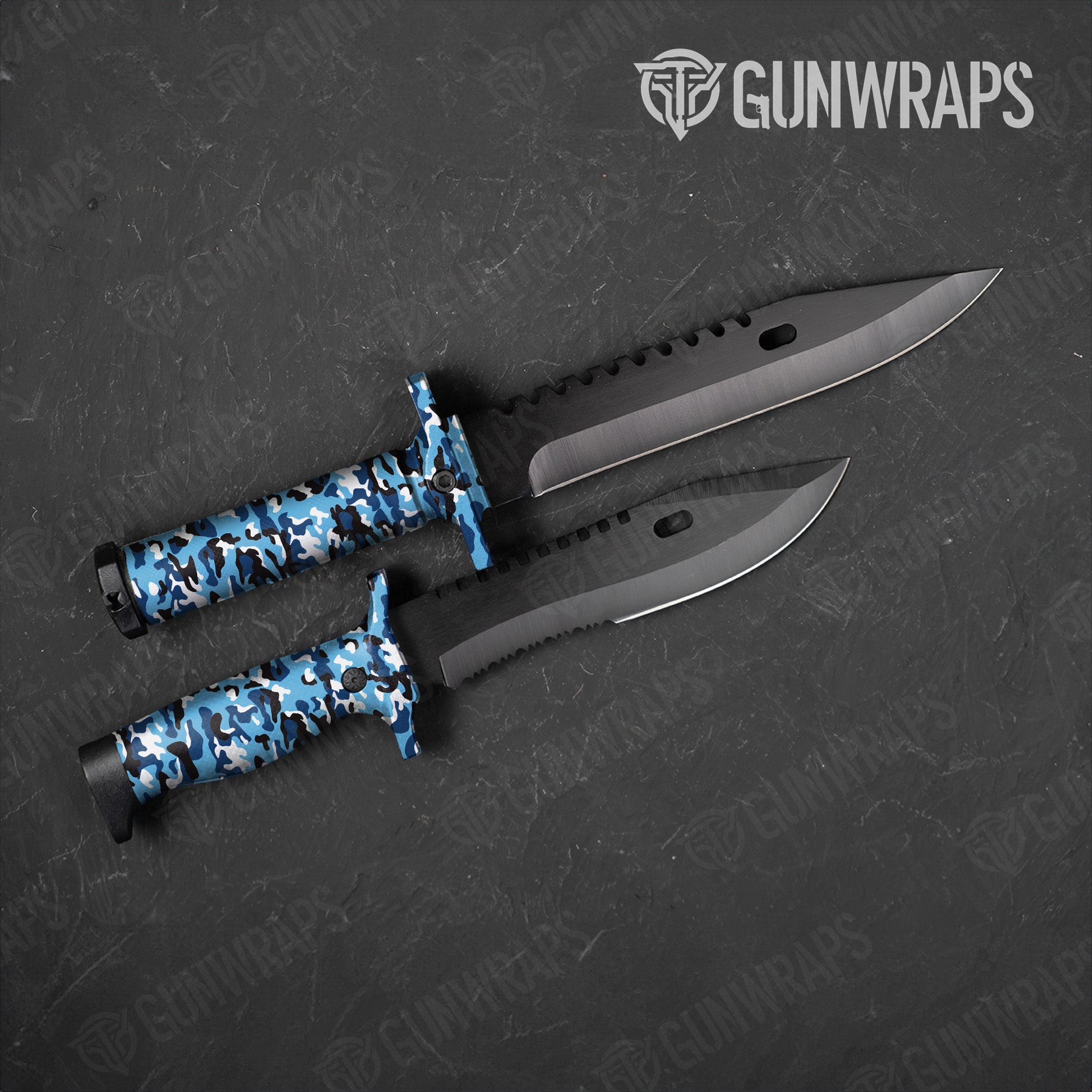 Classic Baby Blue Camo Knife Gear Skin Vinyl Wrap