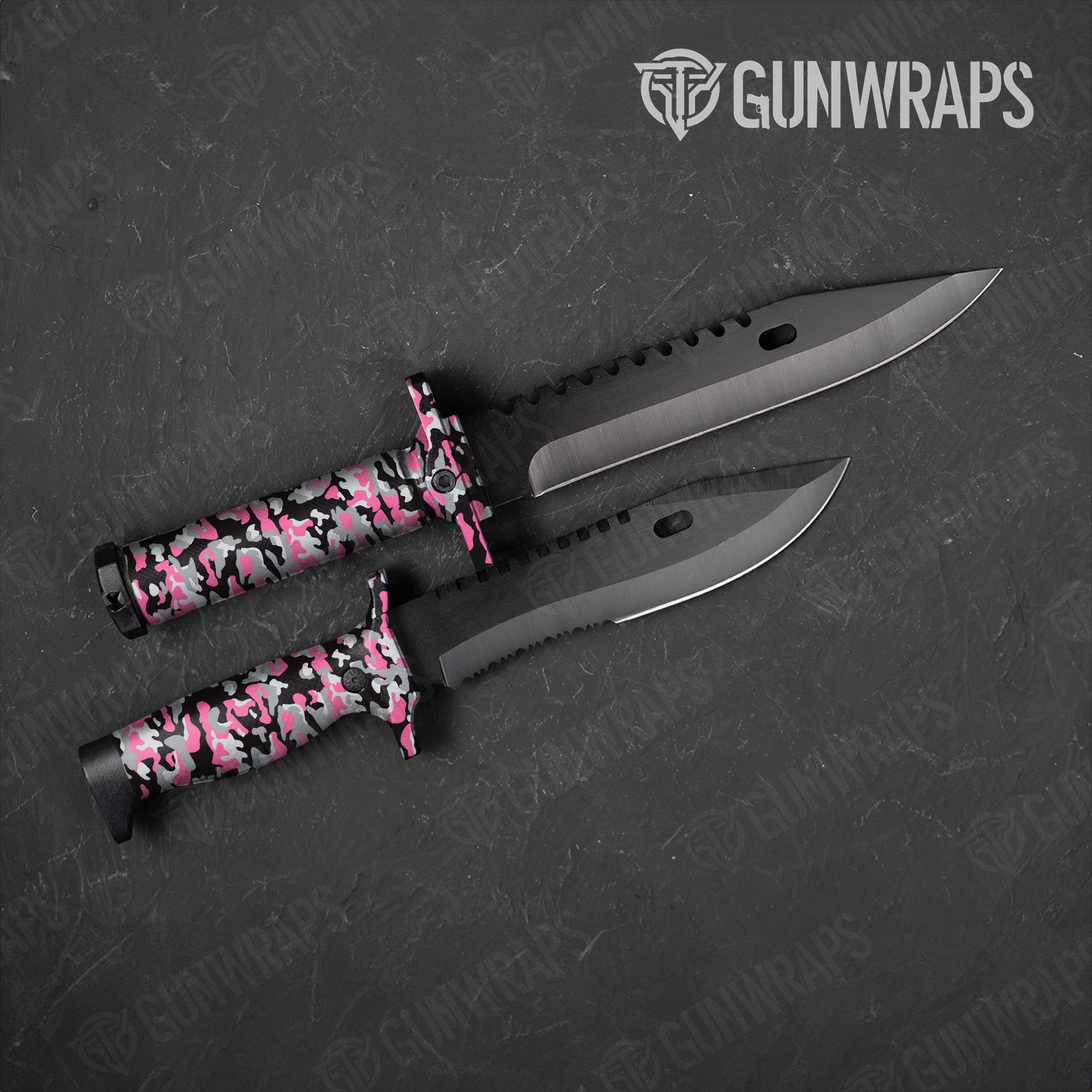 Classic Pink Tiger Camo Knife Gear Skin Vinyl Wrap