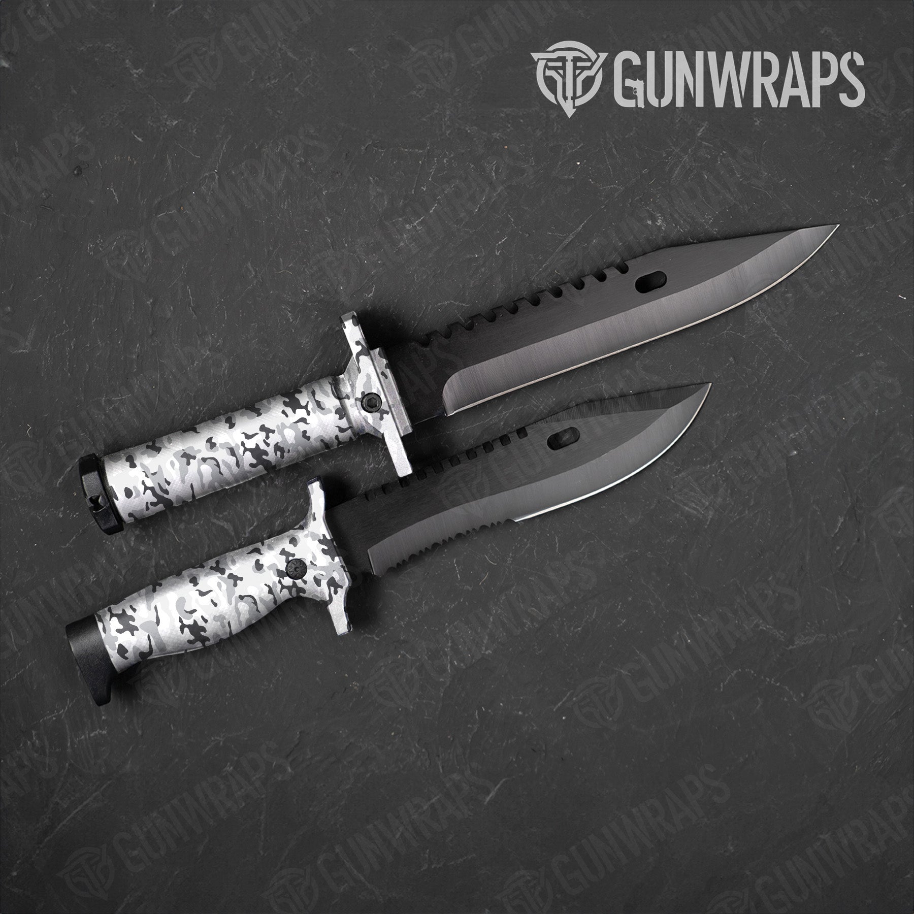 Classic Snow Camo Knife Gear Skin Vinyl Wrap