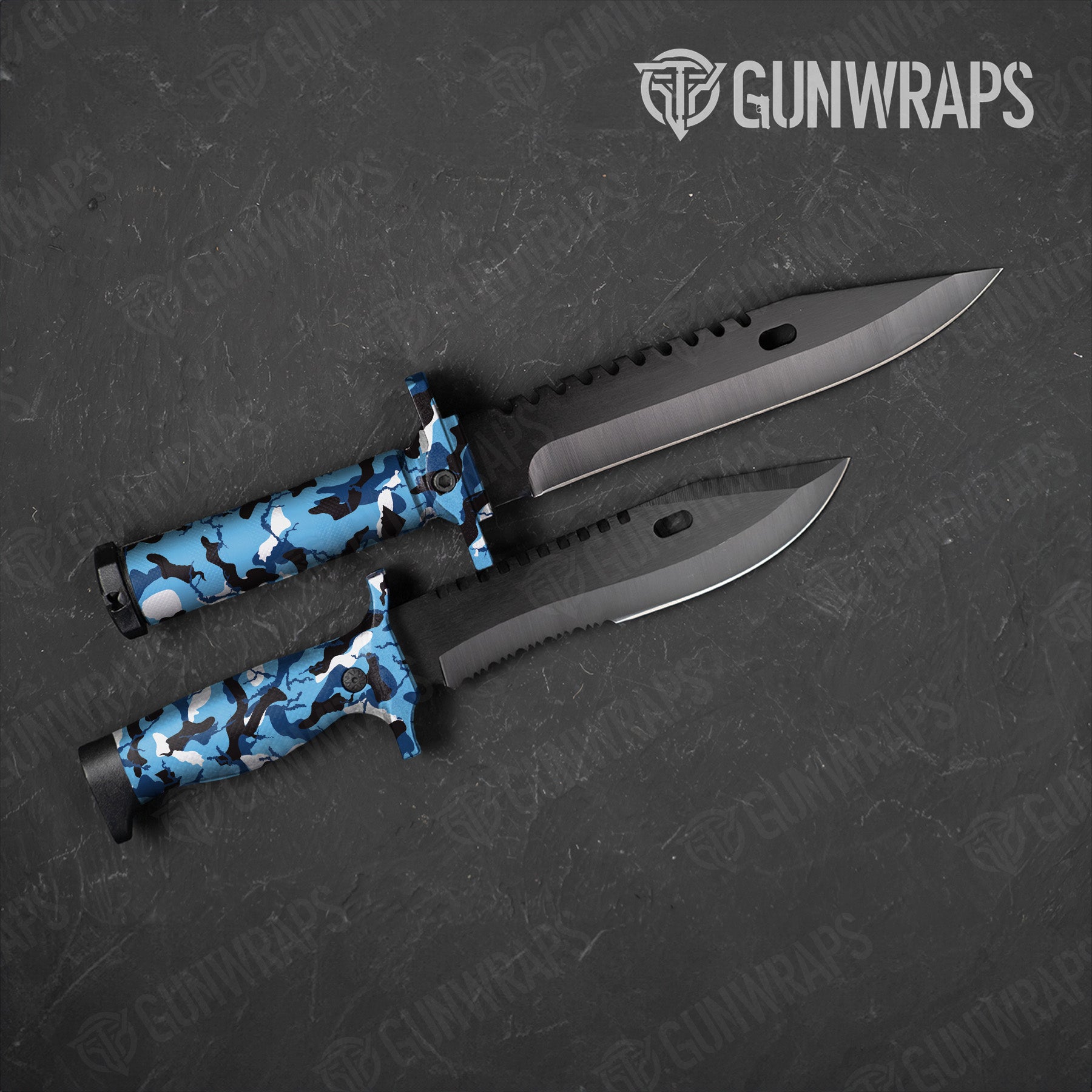 Ragged Baby Blue Camo Knife Gear Skin Vinyl Wrap