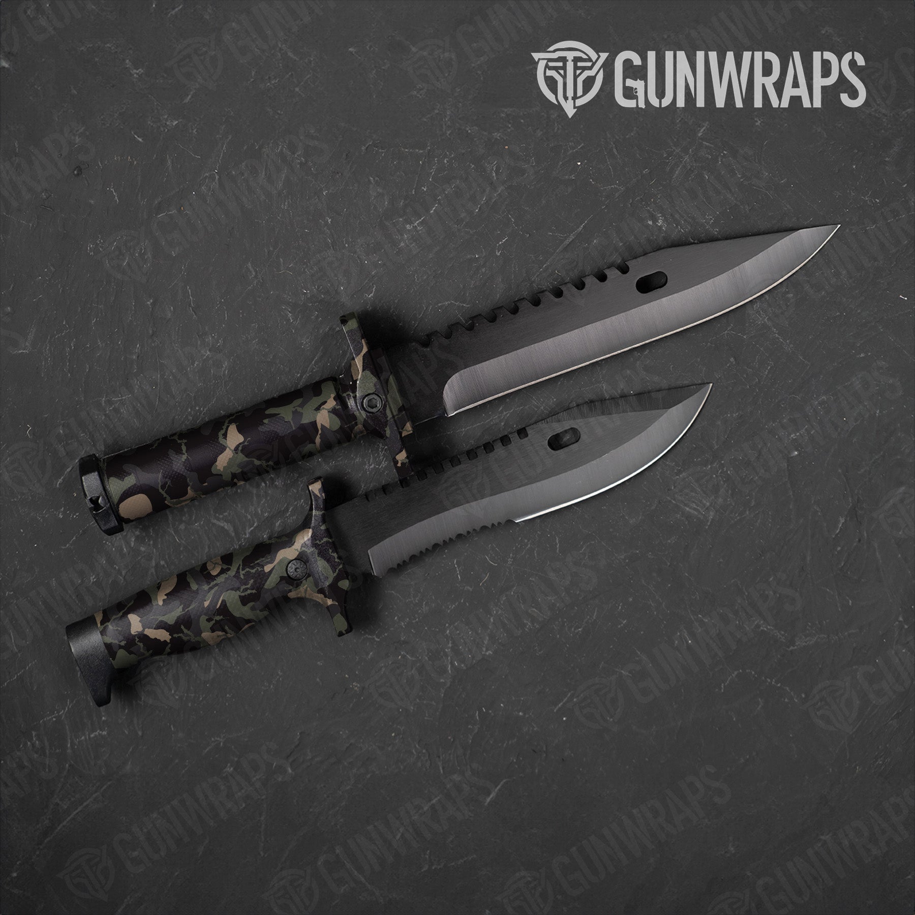 Ragged Militant Charcoal Camo Knife Gear Skin Vinyl Wrap