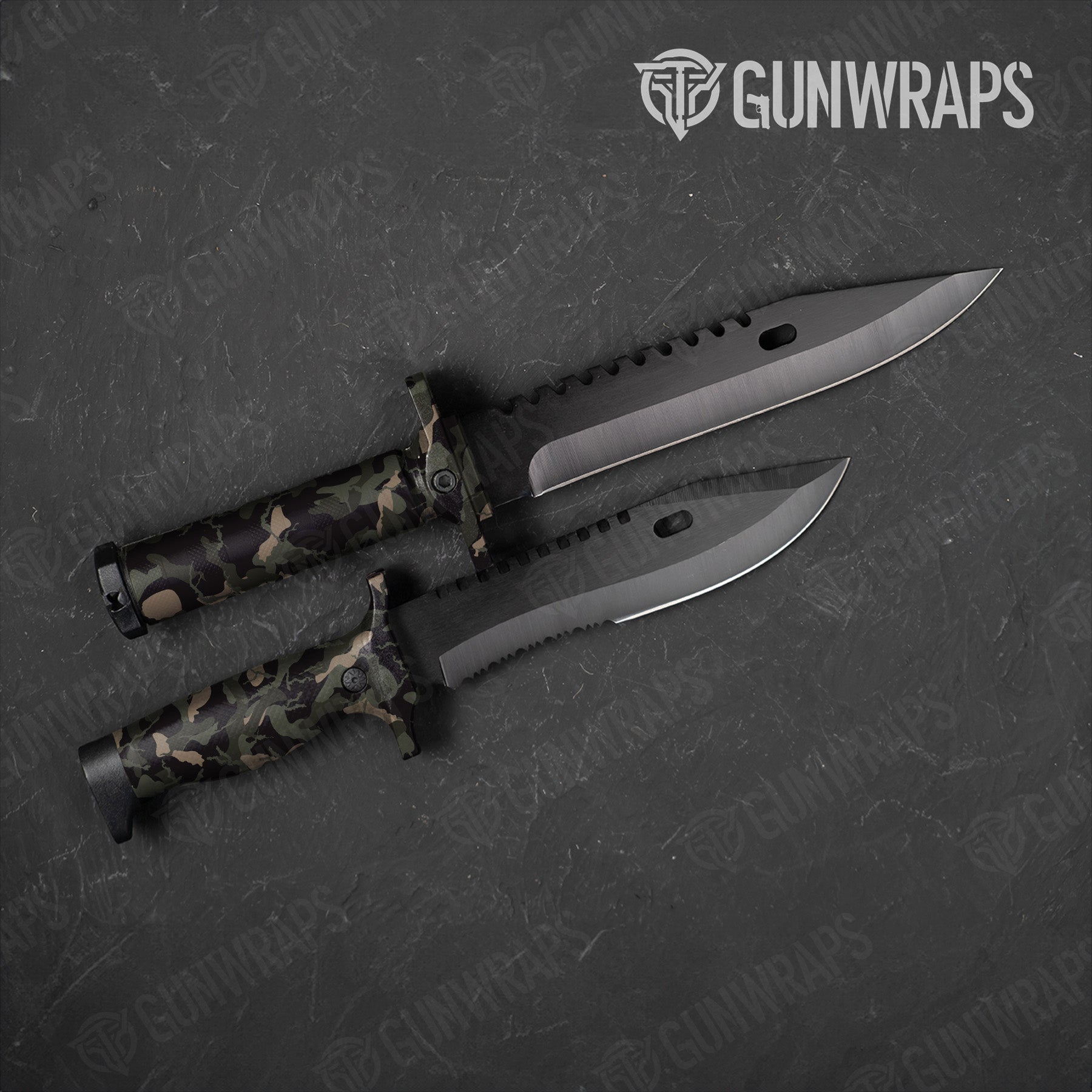 Ragged Militant Green Camo Knife Gear Skin Vinyl Wrap