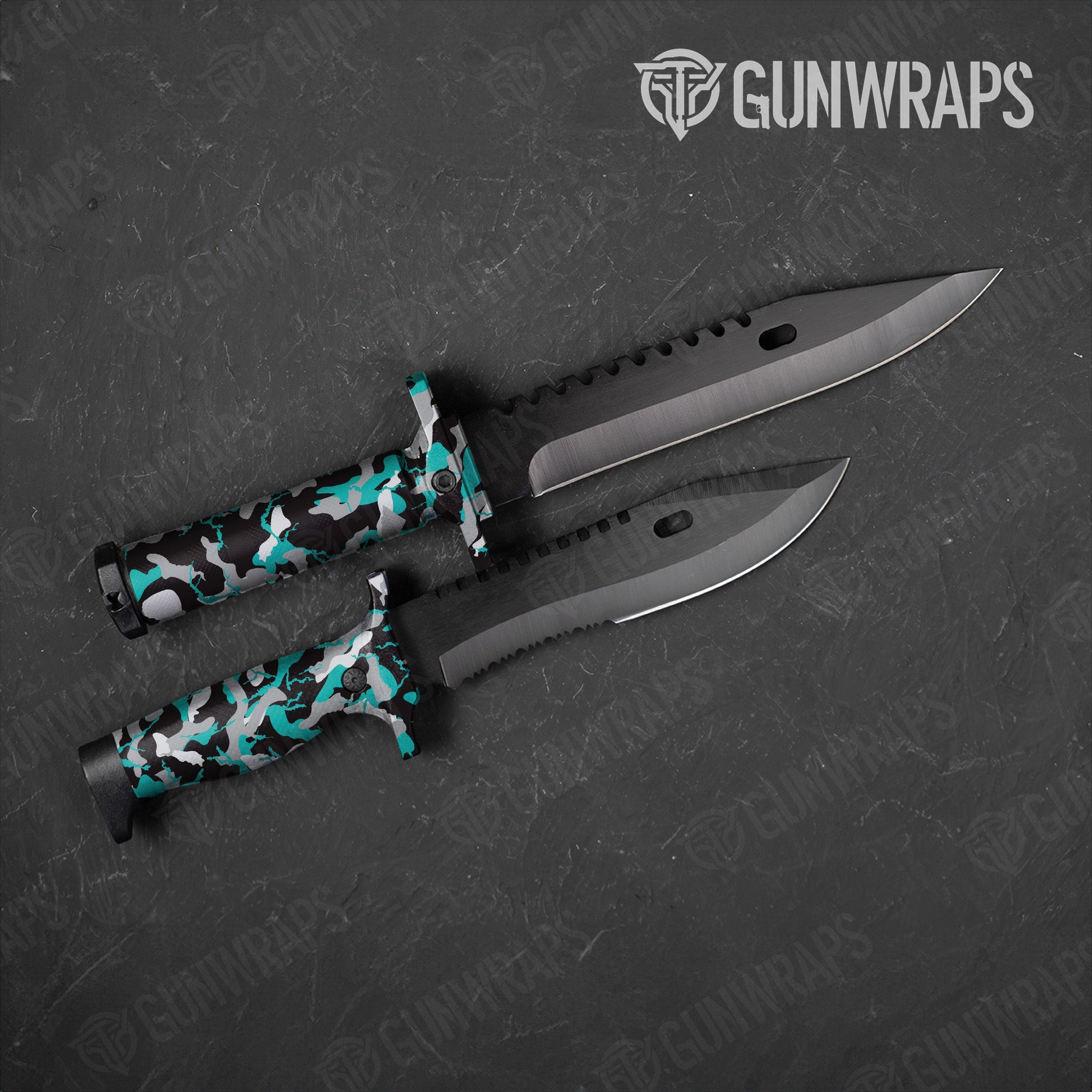 Ragged Tiffany Blue Tiger Camo Knife Gear Skin Vinyl Wrap