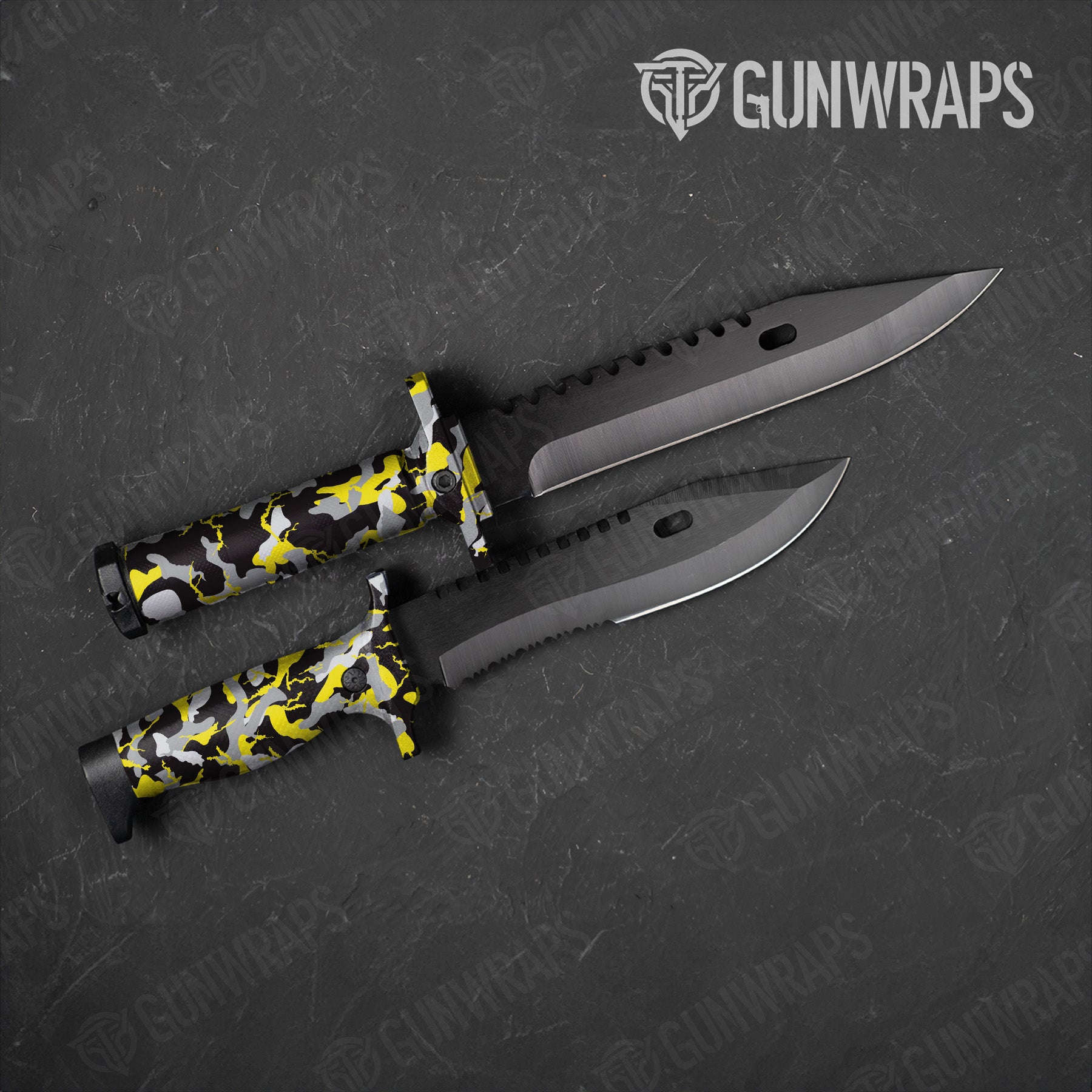 Ragged Yellow Tiger Camo Knife Gear Skin Vinyl Wrap