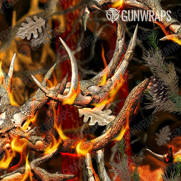 AR 15 Nature Burning Buck Skull Camo Gun Skin Pattern