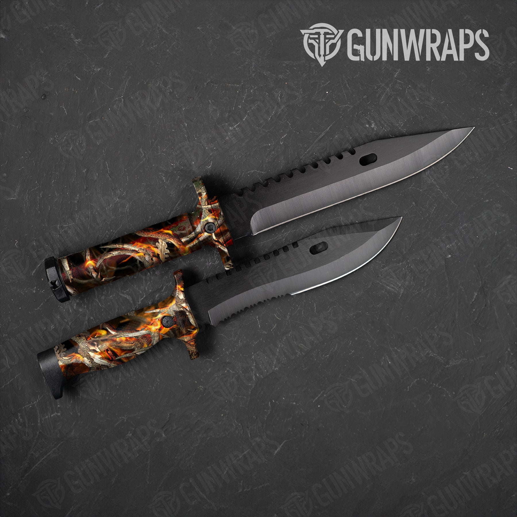 Nature Burning Buck Skull Camo Knife Gear Skin Vinyl Wrap