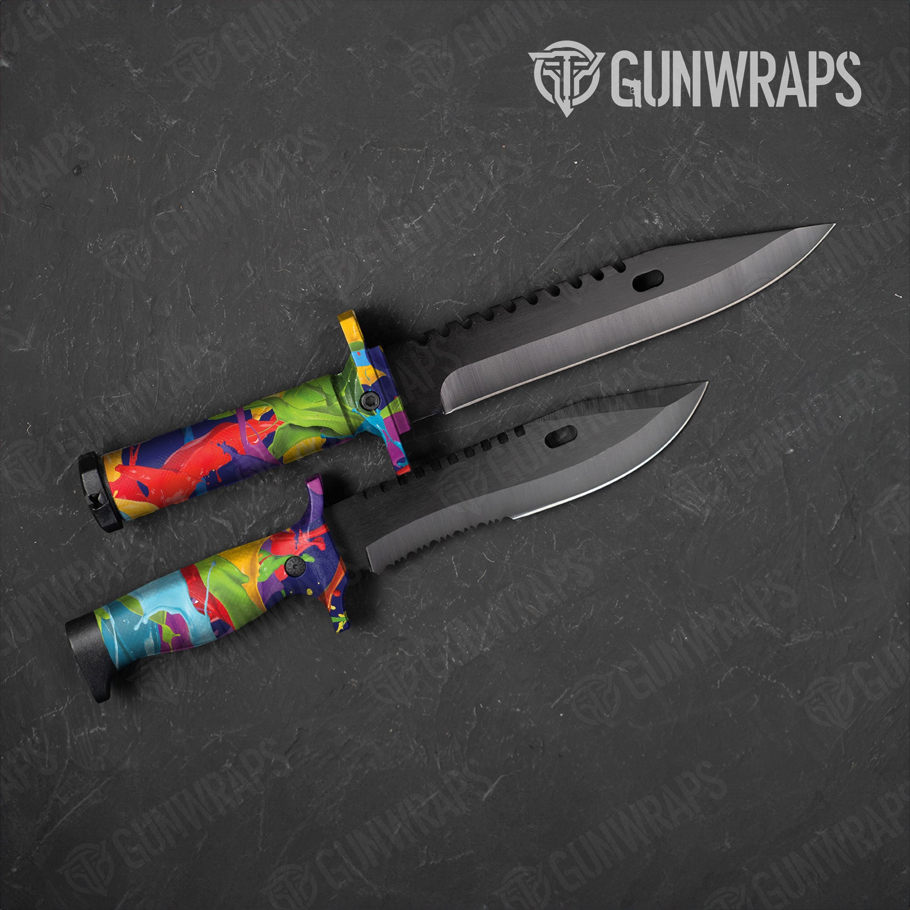 Paint Splatter Blue Knife Gear Skin Vinyl Wrap