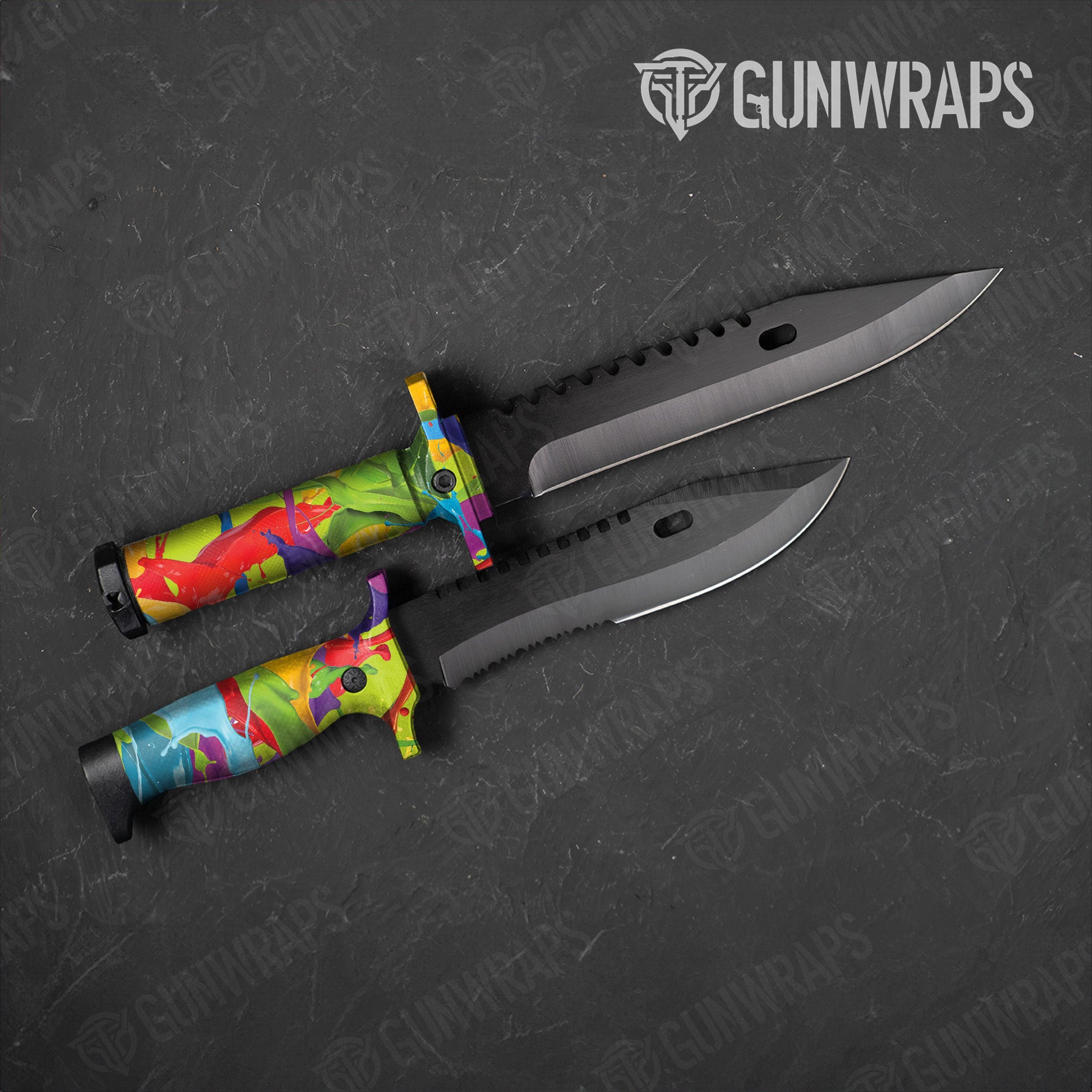 Paint Splatter Lime Knife Gear Skin Vinyl Wrap