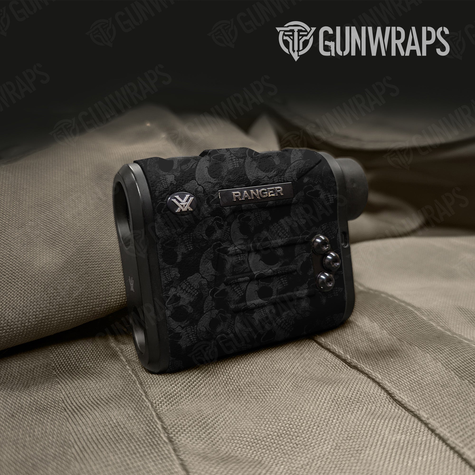 Rangefinder Skull Grayscale Gun Skin Vinyl Wrap