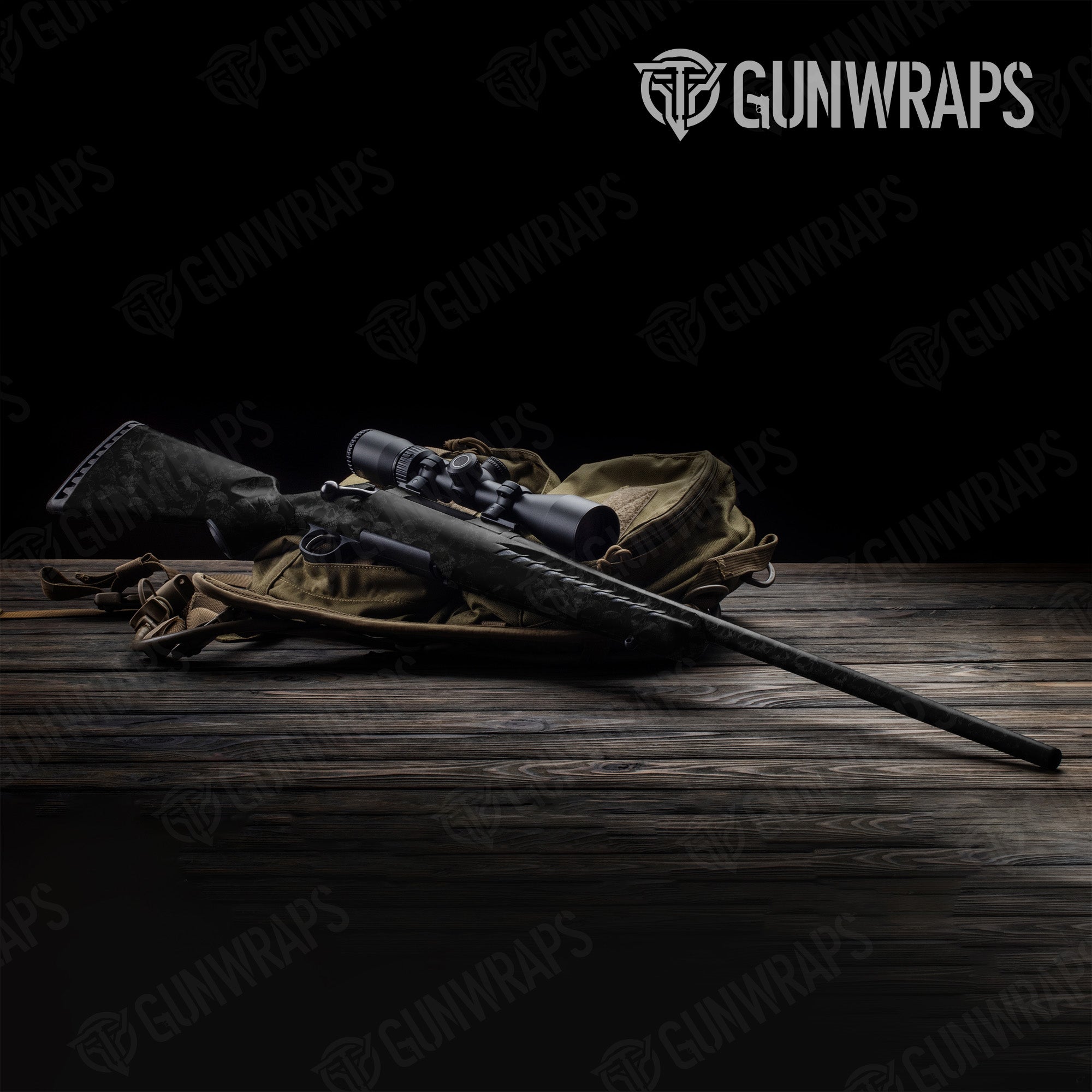 Rifle Skull Grayscale Gun Skin Vinyl Wrap