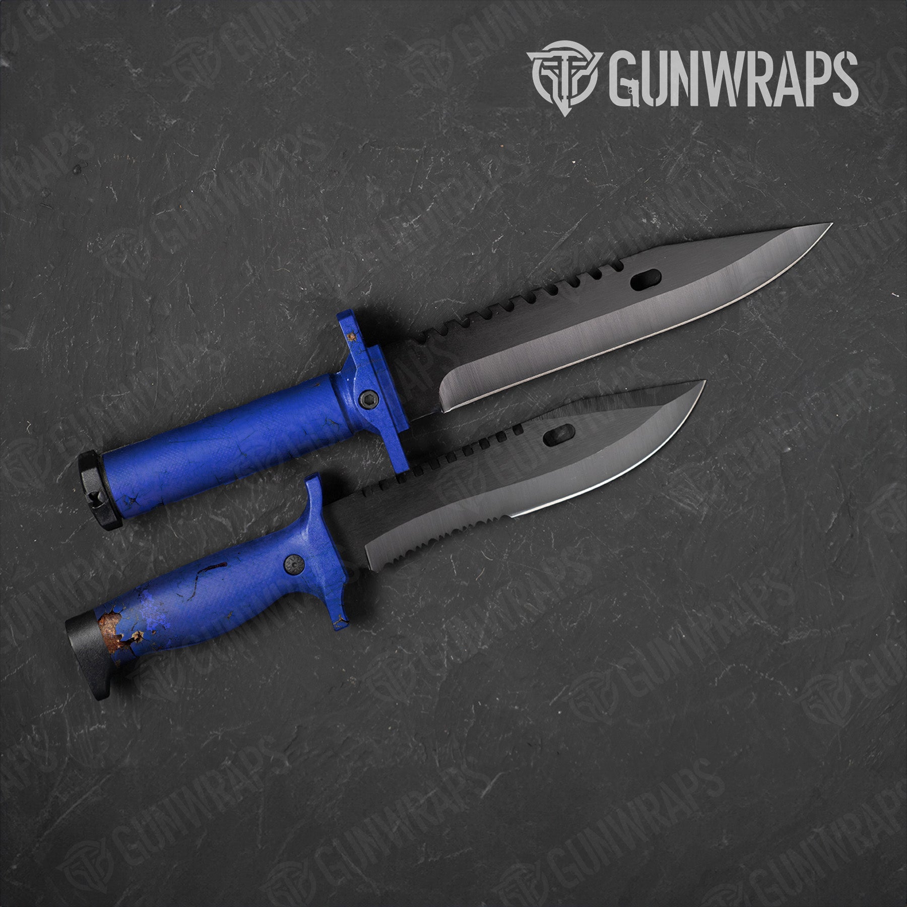 Rust 3D Royal Blue Knife Gear Skin Vinyl Wrap