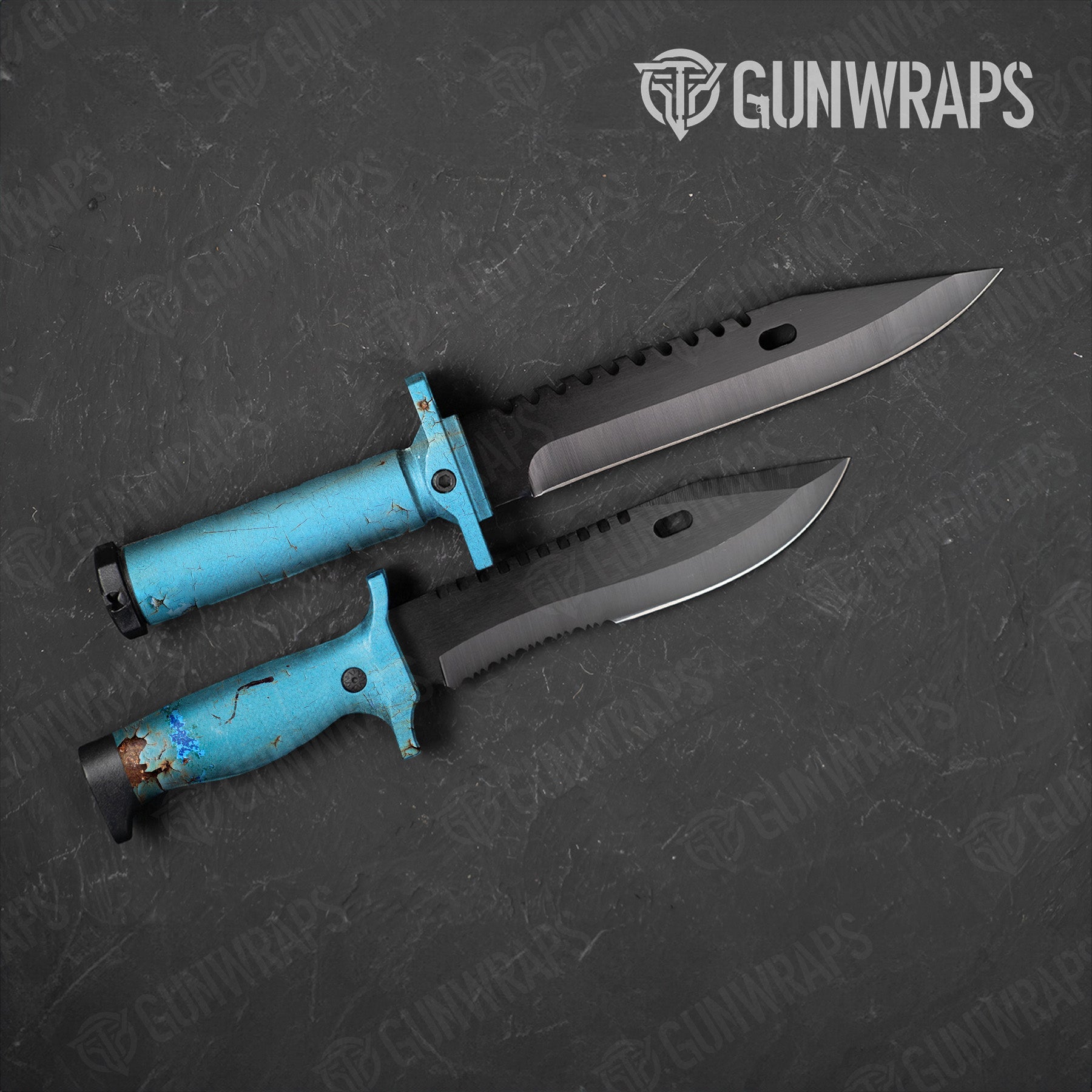 Rust 3D Tiffany Blue Knife Gear Skin Vinyl Wrap