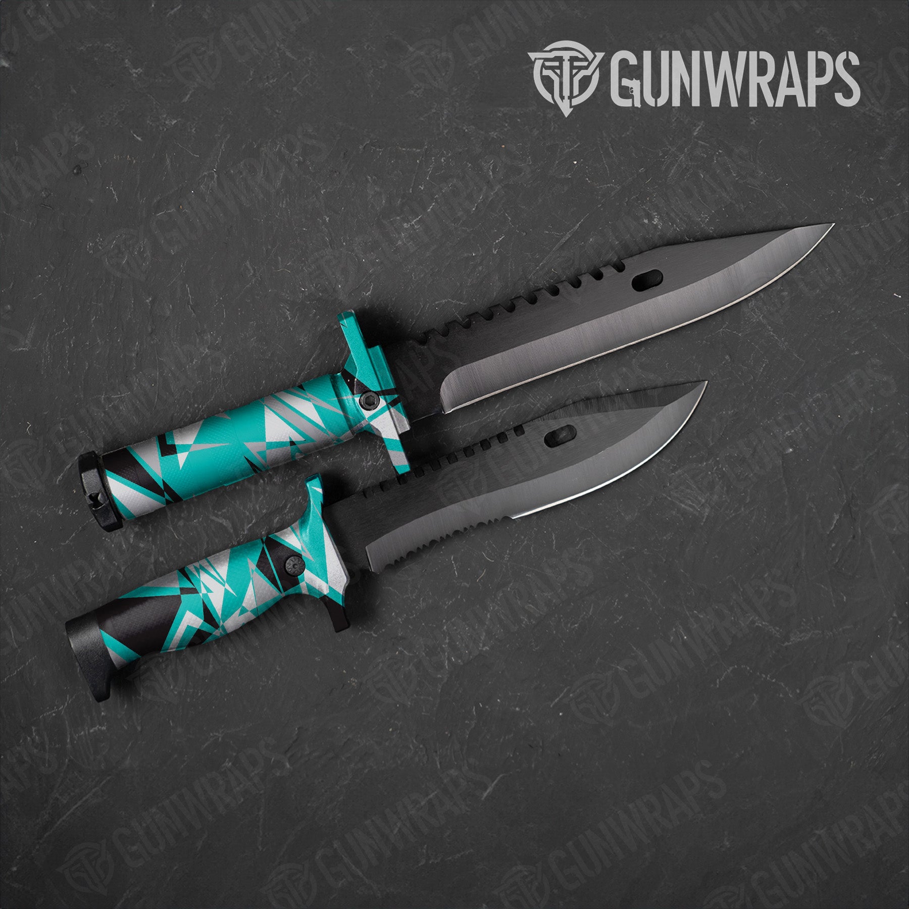 Sharp Tiffany Blue Tiger Camo Knife Gear Skin Vinyl Wrap