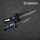 Shattered Blue Tiger Camo Knife Gear Skin Vinyl Wrap