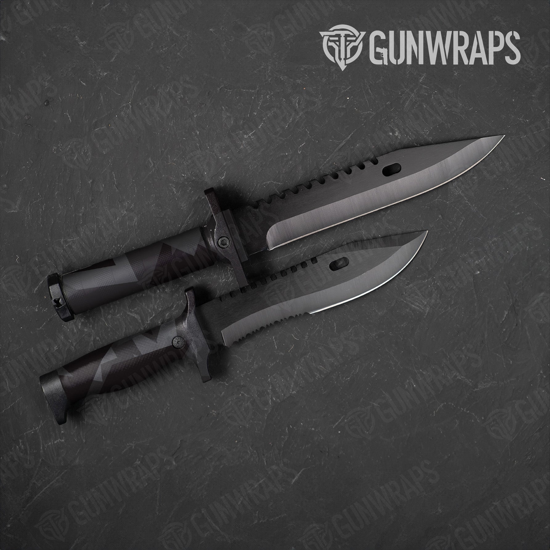 Shattered Elite Black Camo Knife Gear Skin Vinyl Wrap