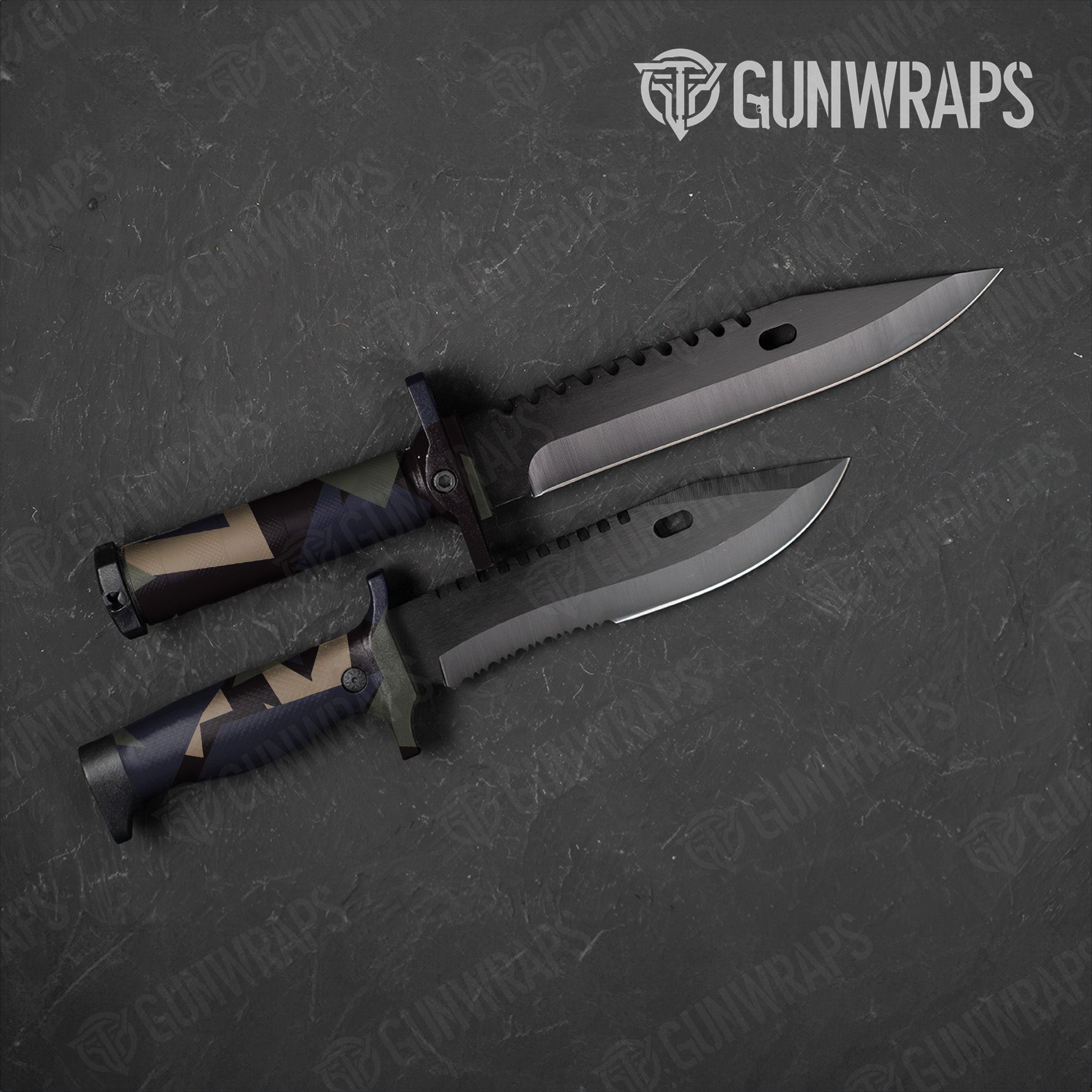 Shattered Militant Blue Camo Knife Gear Skin Vinyl Wrap