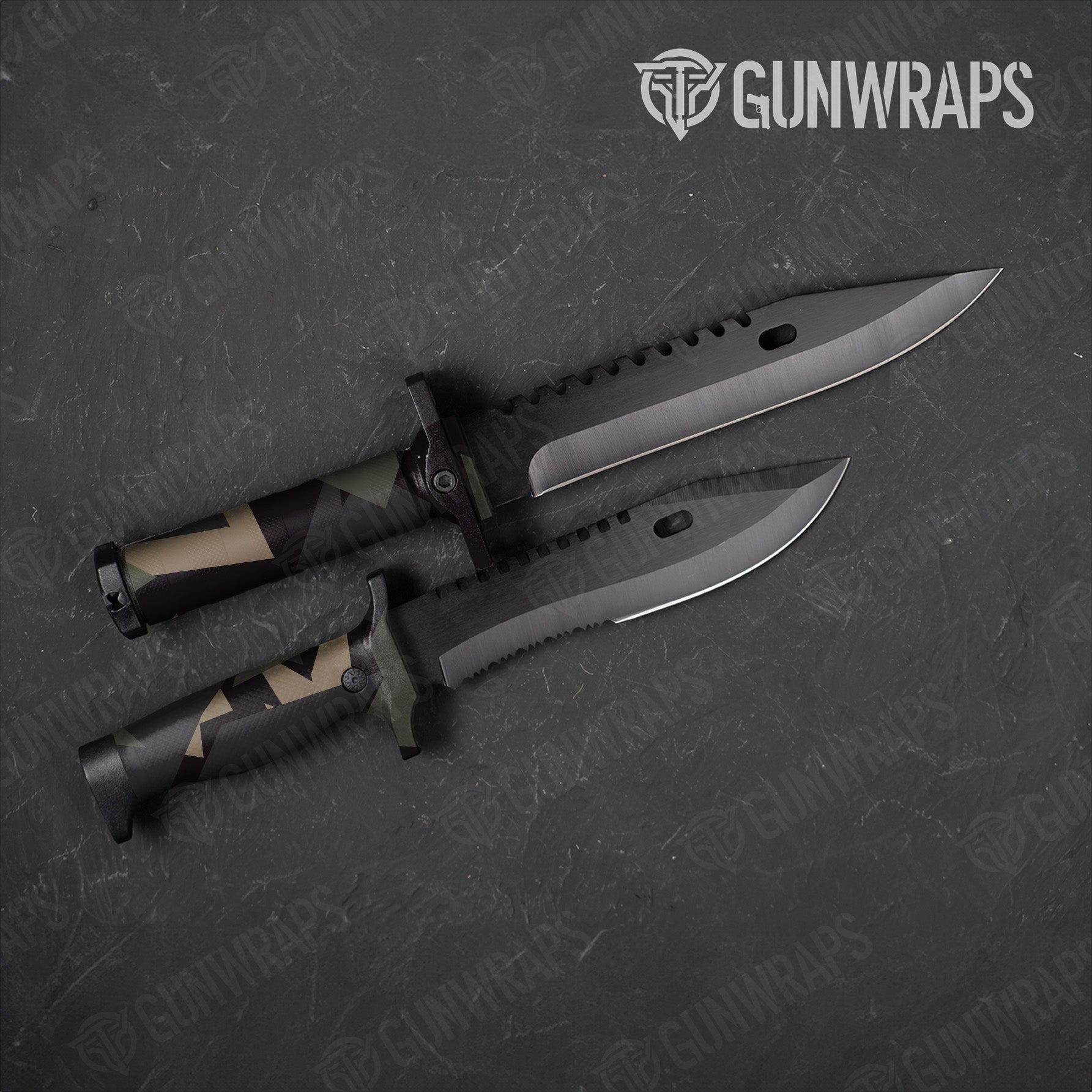 Shattered Militant Charcoal Camo Knife Gear Skin Vinyl Wrap