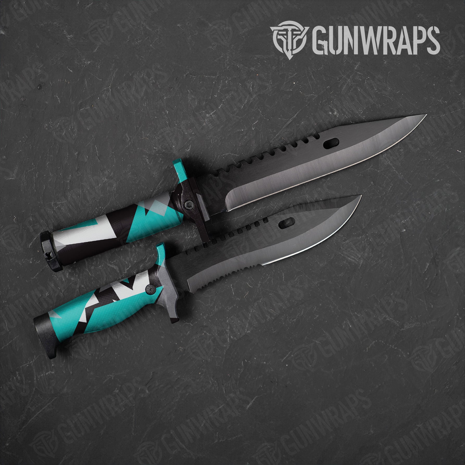 Shattered Tiffany Blue Tiger Camo Knife Gear Skin Vinyl Wrap