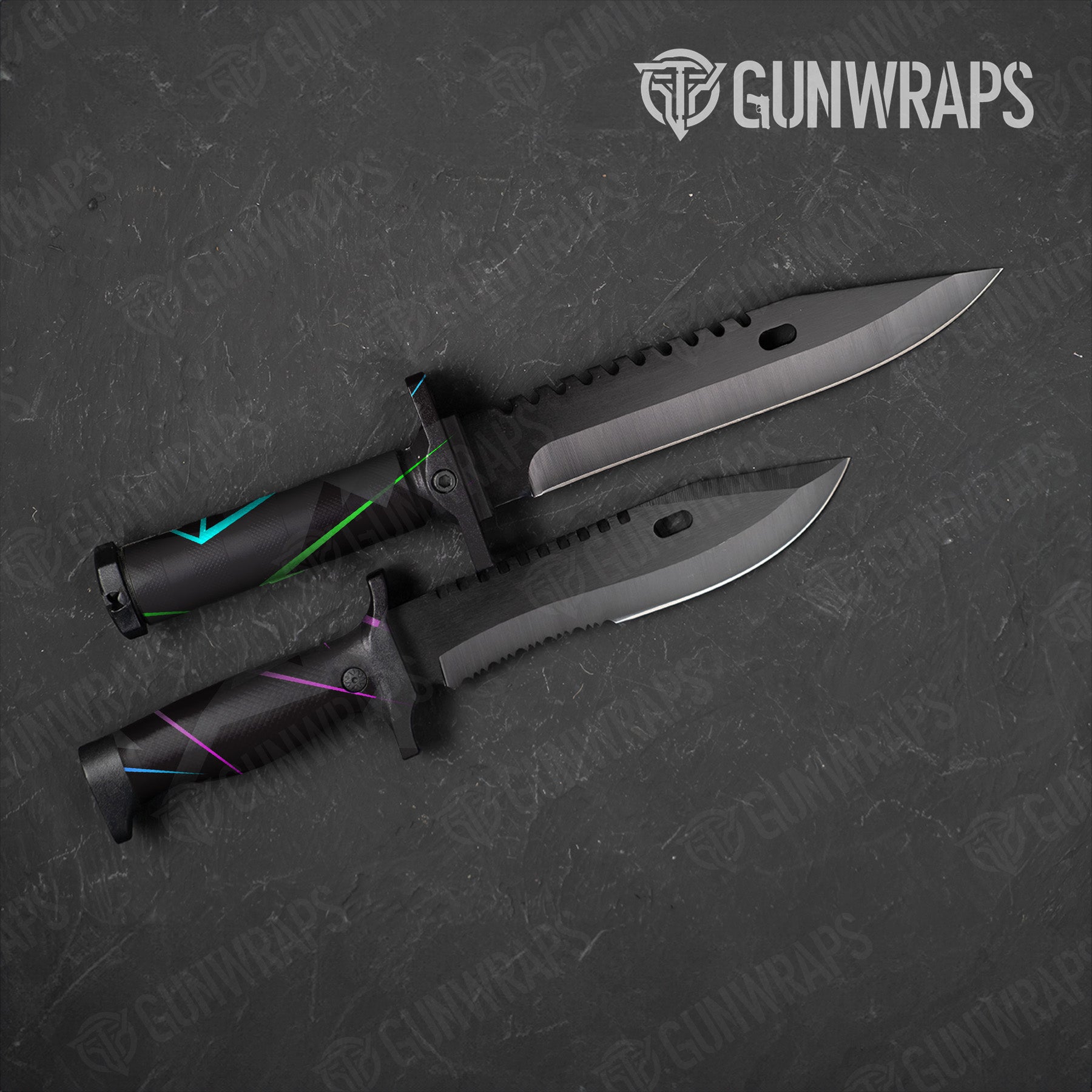 Knife Shattered Laser Elite Black Retro Gun Skin Vinyl Wrap