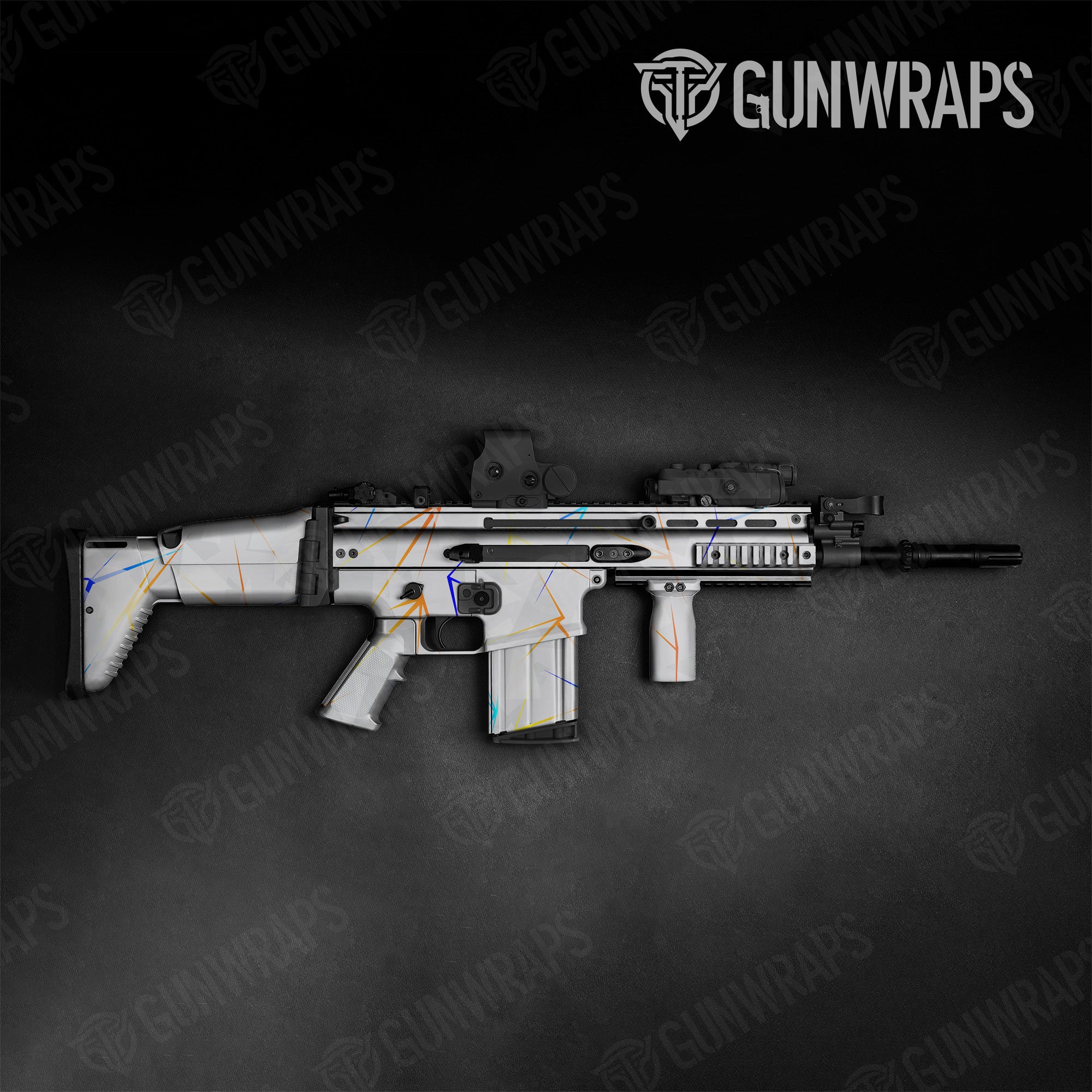 Tactical Shattered Laser Elite White Fire & Ice Gun Skin Vinyl Wrap