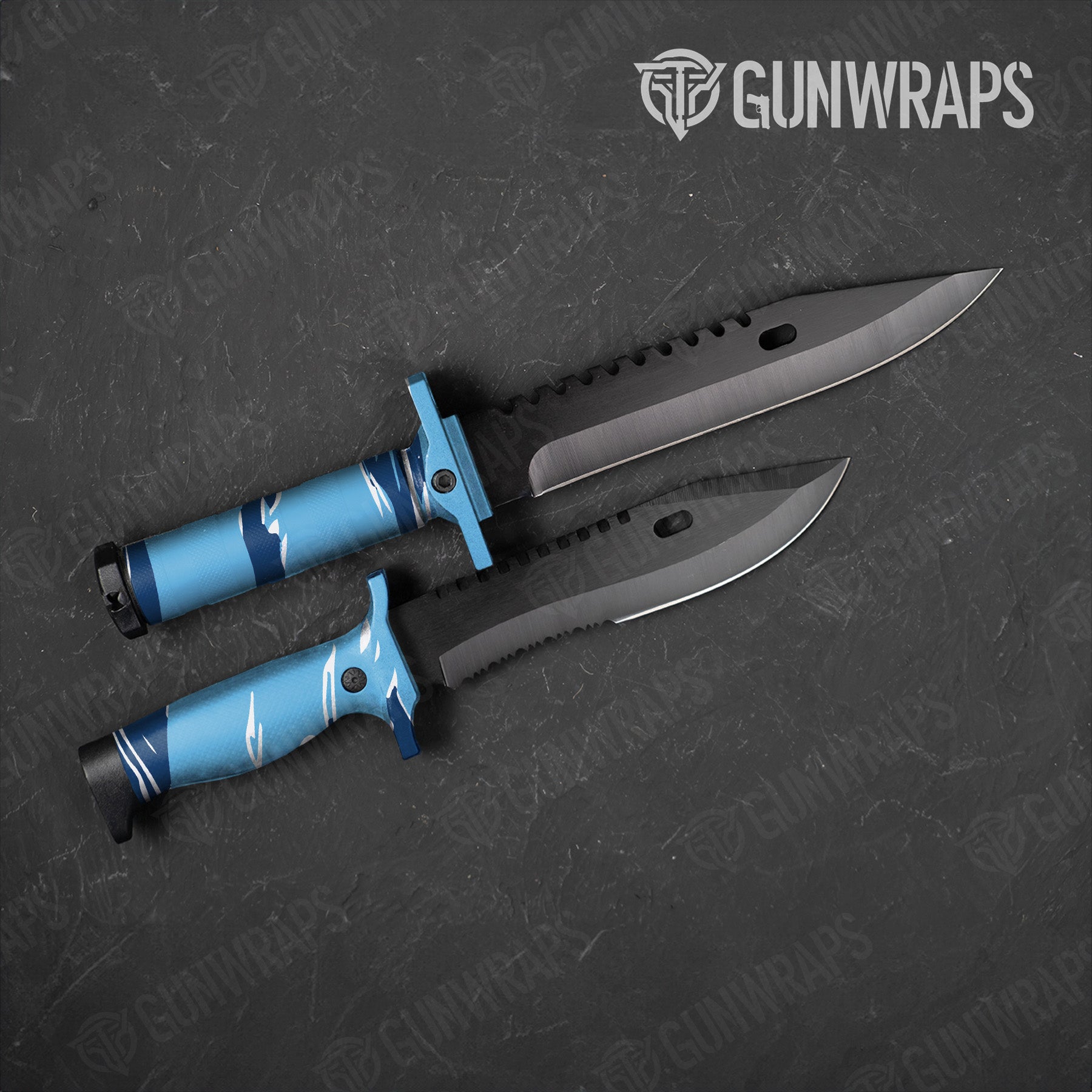 Shredded Baby Blue Camo Knife Gear Skin Vinyl Wrap