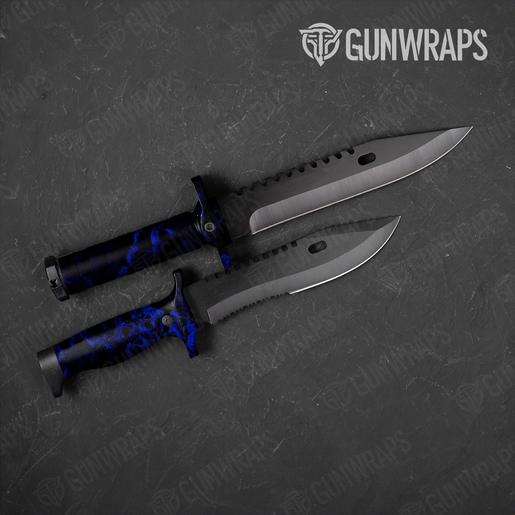 Knife Skull Blue Gun Skin Pattern